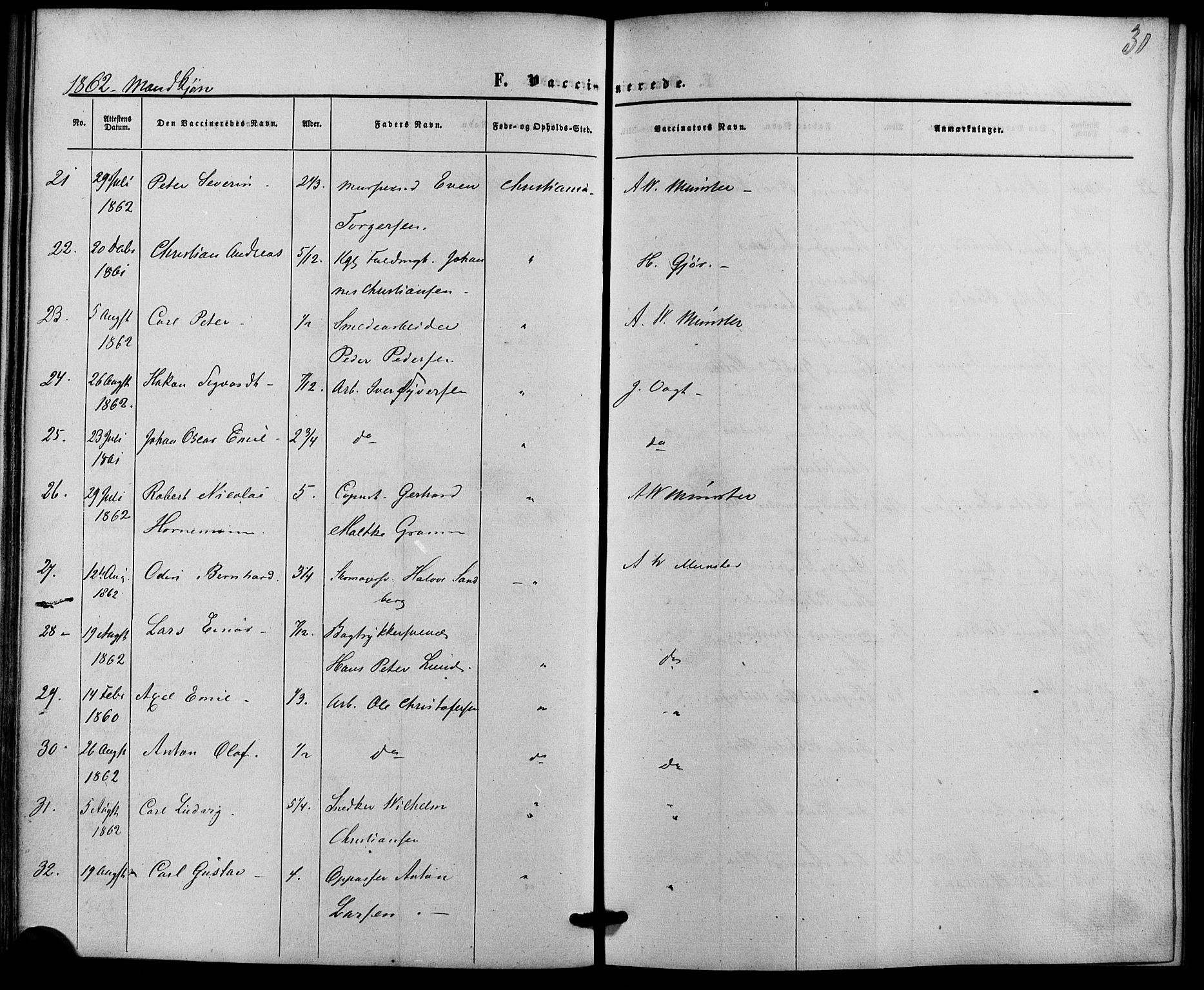 Trefoldighet prestekontor Kirkebøker, AV/SAO-A-10882/F/Fh/L0001: Vaccination register no. 1, 1857-1867, p. 31