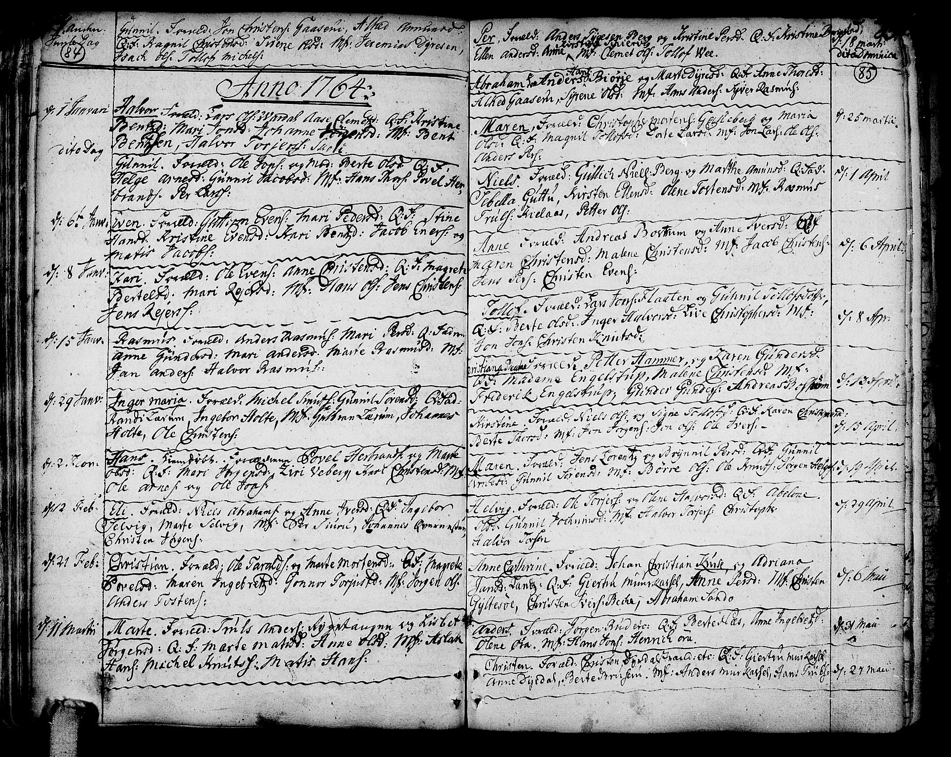 Sande Kirkebøker, SAKO/A-53/F/Fa/L0001: Parish register (official) no. 1, 1753-1803, p. 84-85