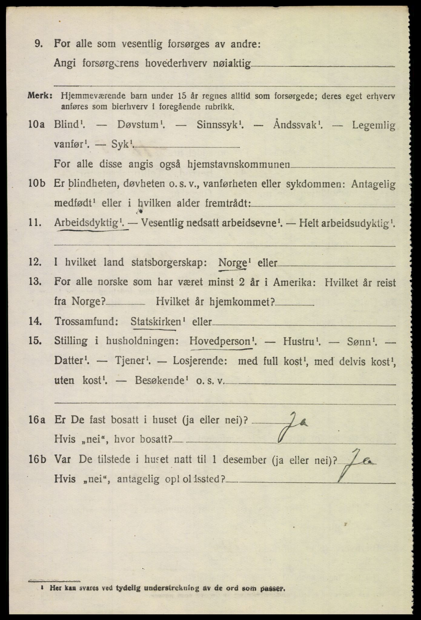 SAH, 1920 census for Tynset, 1920, p. 8921