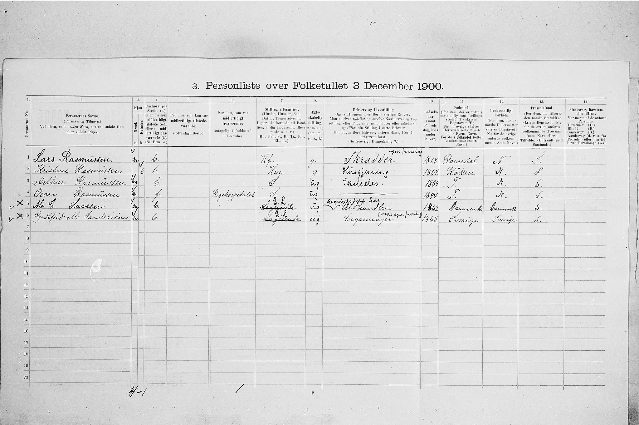 SAO, 1900 census for Kristiania, 1900, p. 70106