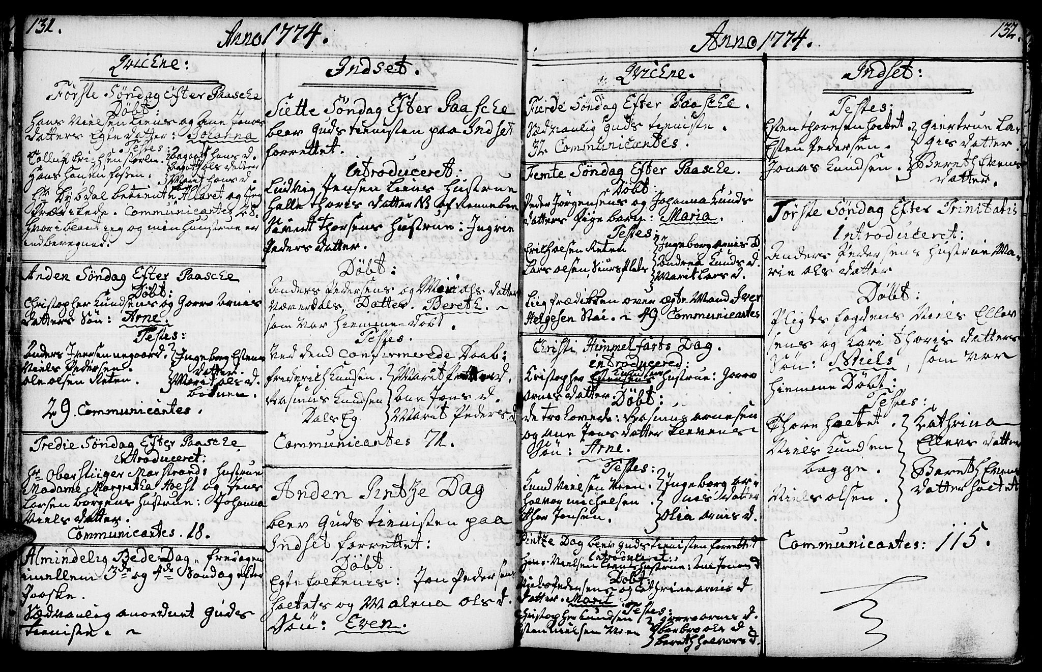 Kvikne prestekontor, SAH/PREST-064/H/Ha/Haa/L0002: Parish register (official) no. 2, 1764-1784, p. 131-132