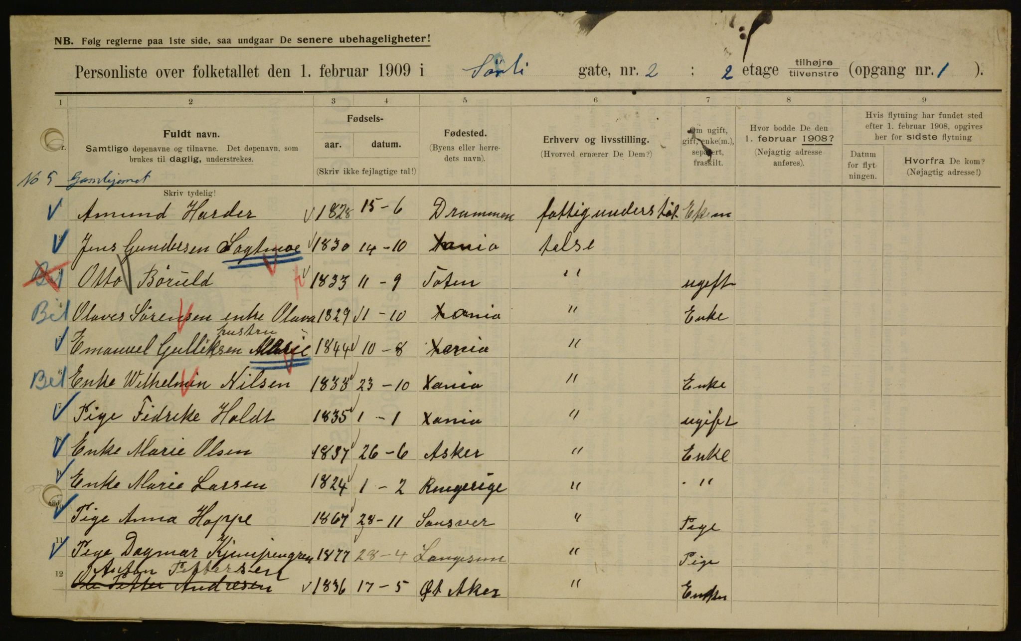 OBA, Municipal Census 1909 for Kristiania, 1909, p. 96426