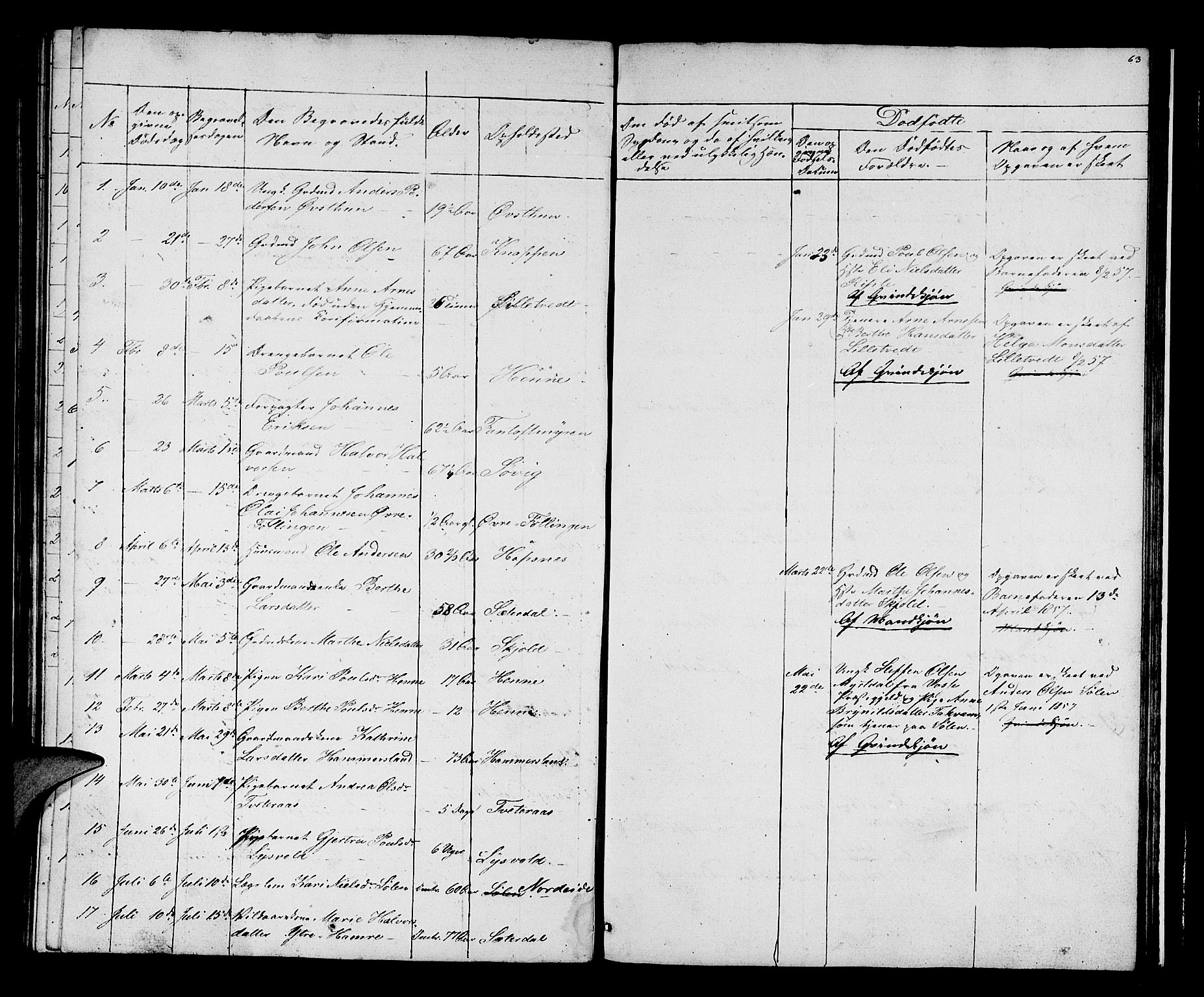 Birkeland Sokneprestembete, SAB/A-74601/H/Hab: Parish register (copy) no. A 1, 1853-1862, p. 63