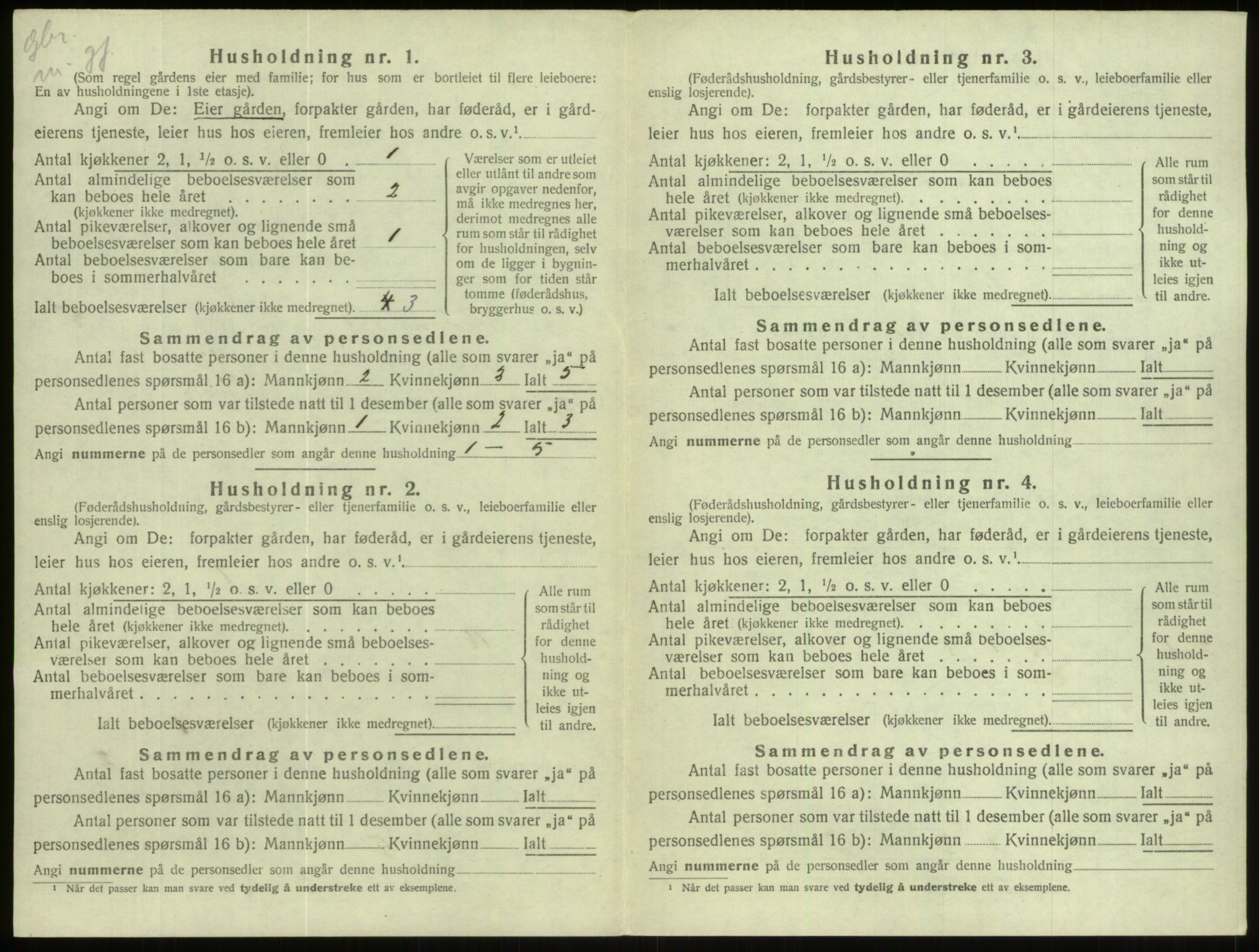 SAB, 1920 census for Hornindal, 1920, p. 122