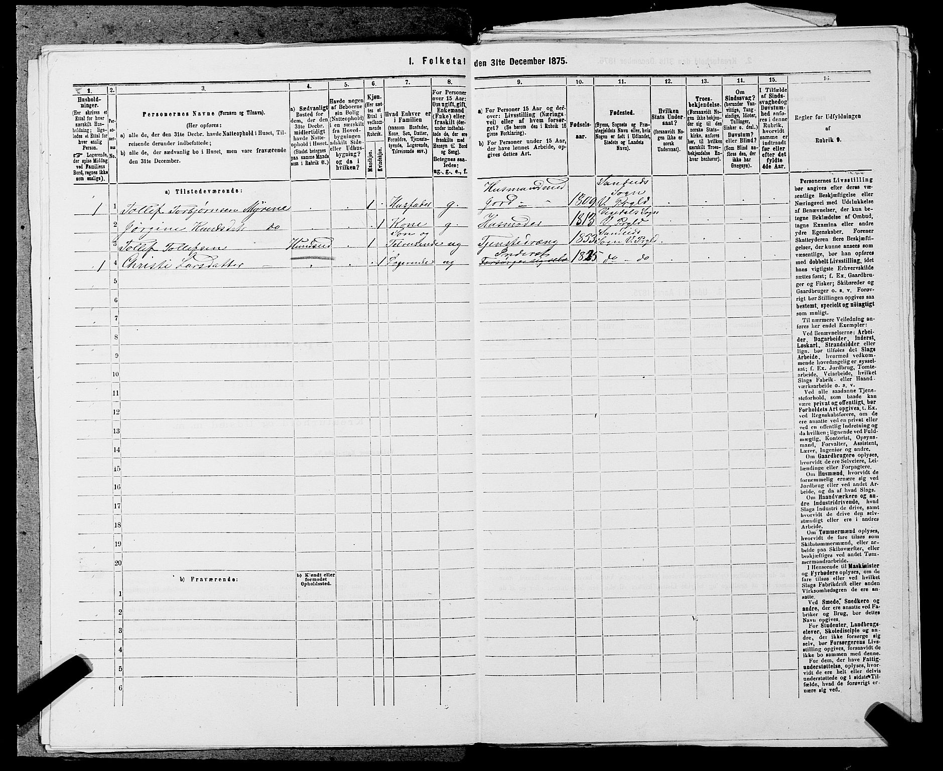 SAST, 1875 census for 1157P Vikedal, 1875, p. 350