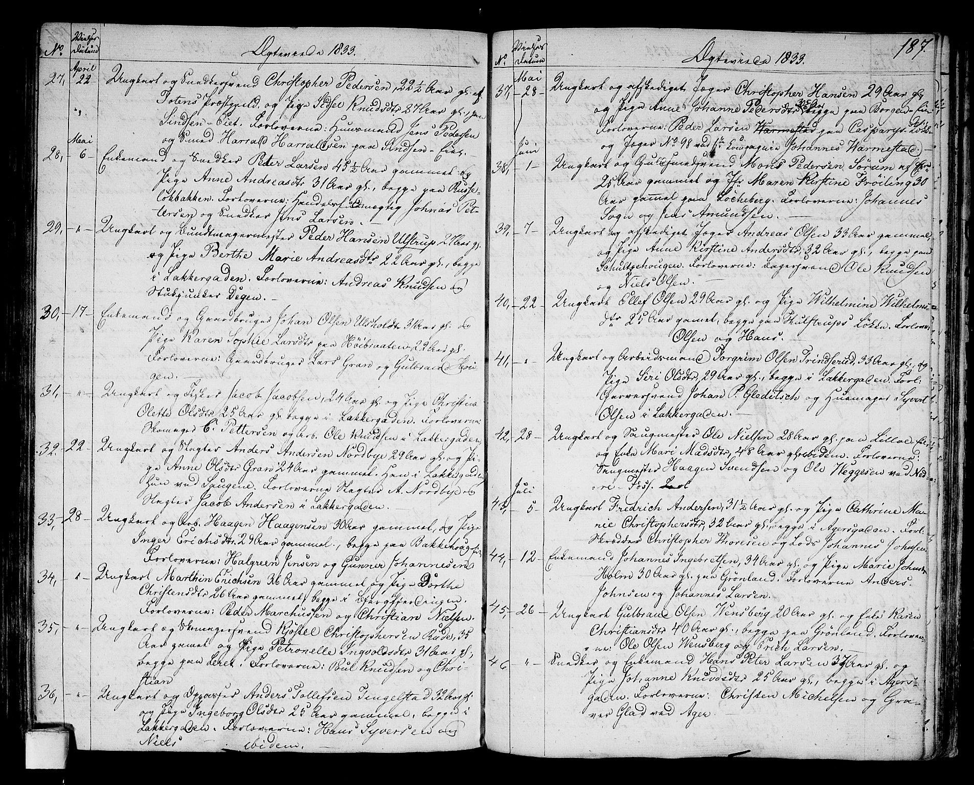 Aker prestekontor kirkebøker, AV/SAO-A-10861/G/L0006: Parish register (copy) no. 6, 1830-1838, p. 187