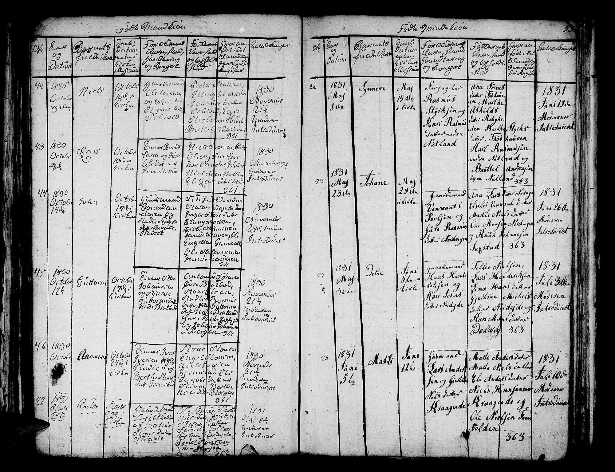 Fana Sokneprestembete, AV/SAB-A-75101/H/Hab/Habc/L0001: Parish register (copy) no. C 1, 1824-1837, p. 53