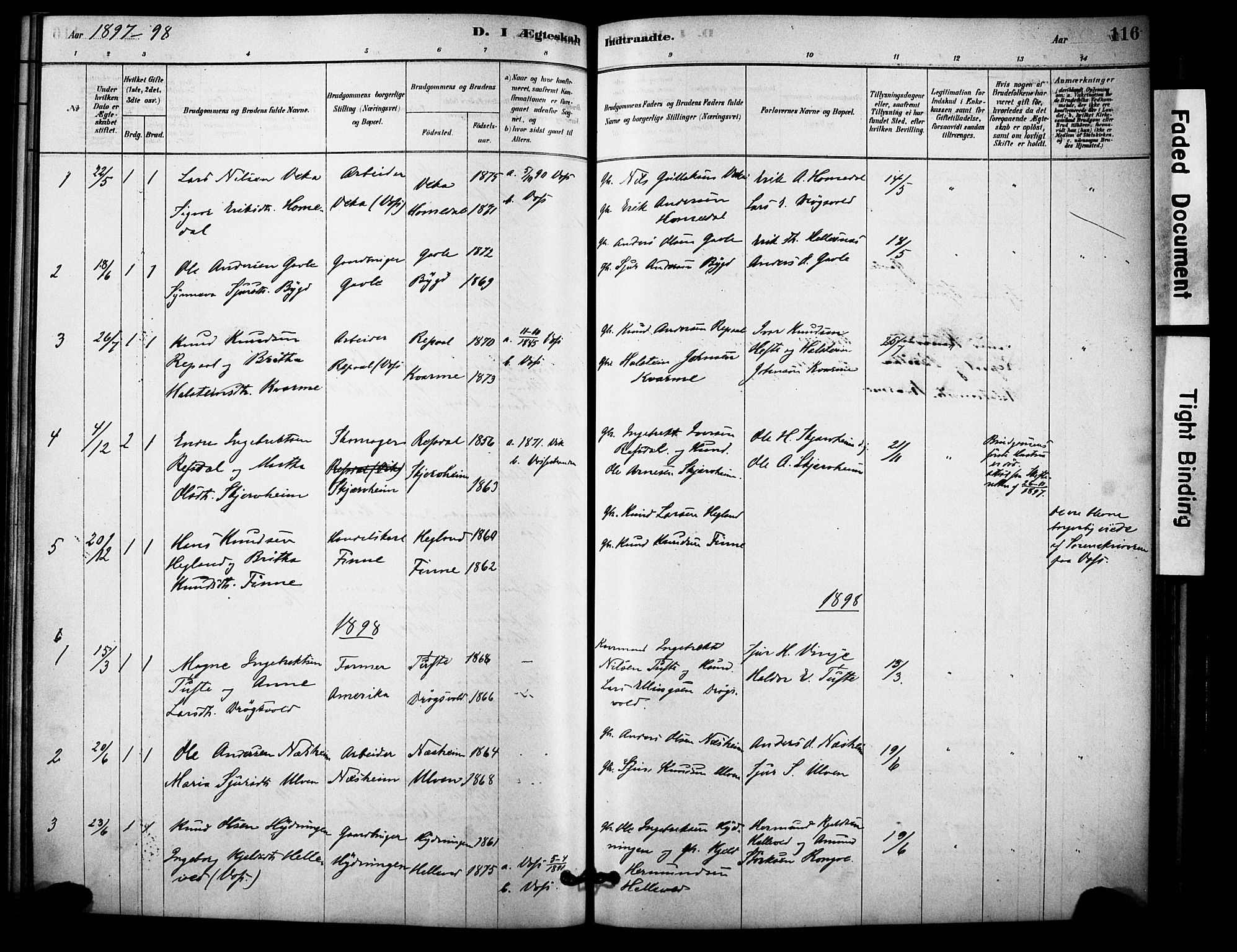 Vossestrand Sokneprestembete, SAB/A-79101/H/Haa: Parish register (official) no. C 1, 1878-1903, p. 116