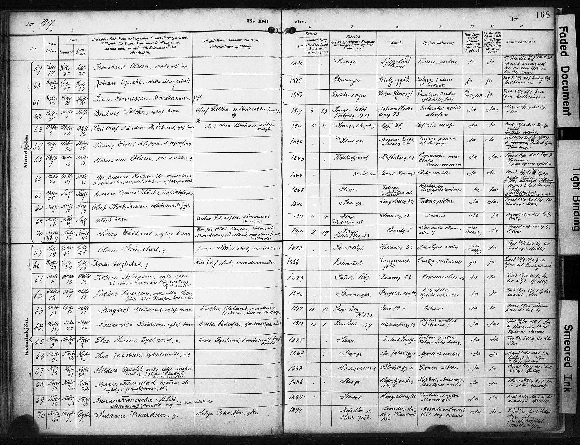 St. Petri sokneprestkontor, AV/SAST-A-101813/001/30/30BA/L0022: Parish register (official) no. A 22, 1895-1919, p. 168