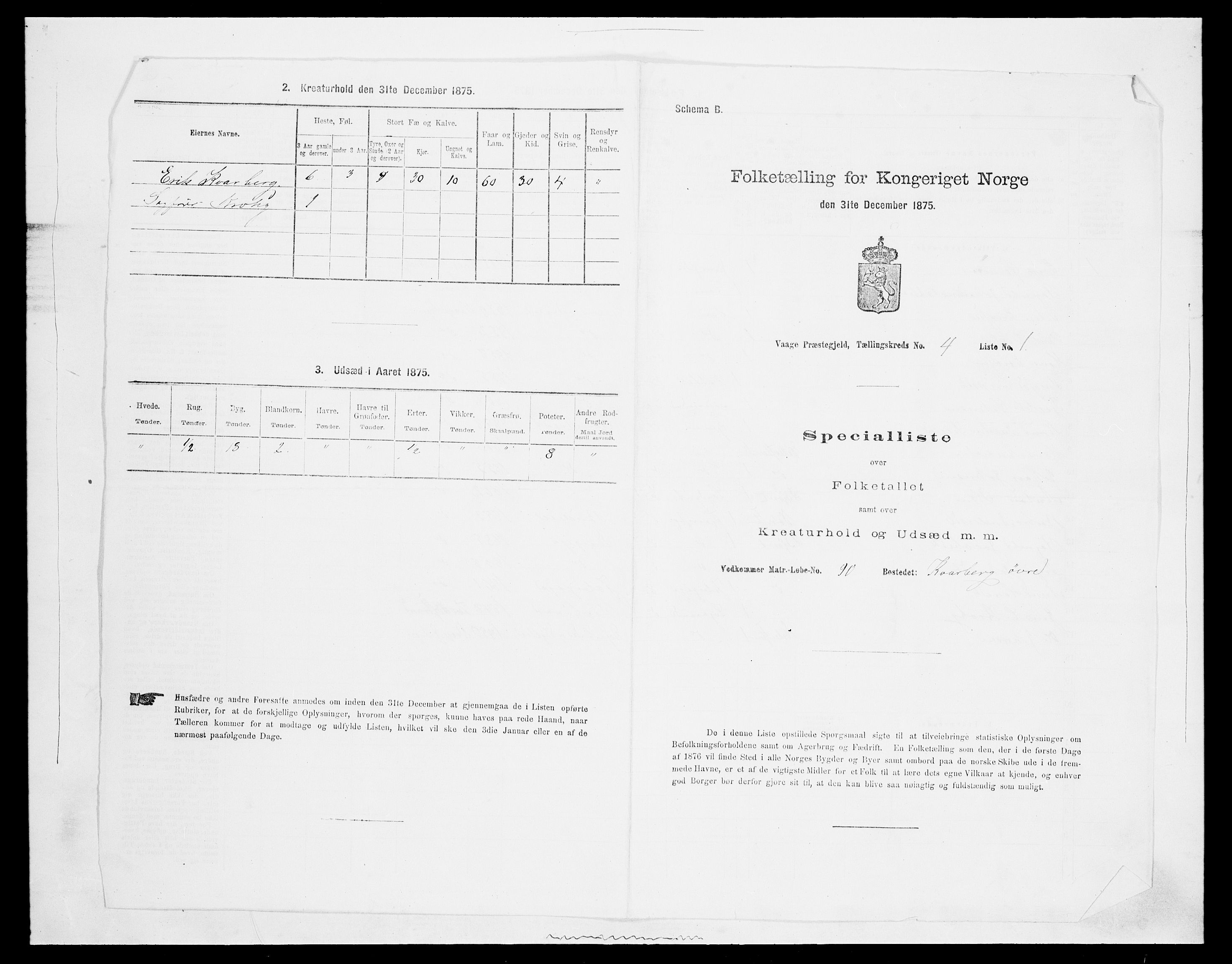 SAH, 1875 census for 0515P Vågå, 1875, p. 685