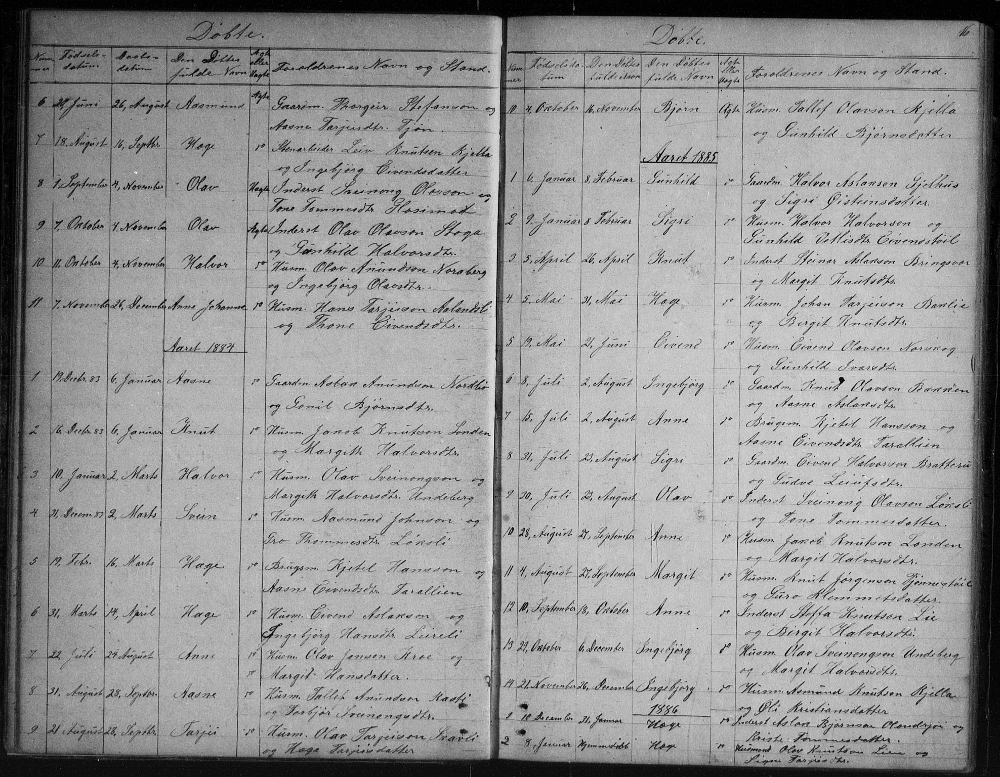 Vinje kirkebøker, SAKO/A-312/G/Gb/L0002: Parish register (copy) no. II 2, 1849-1891, p. 16