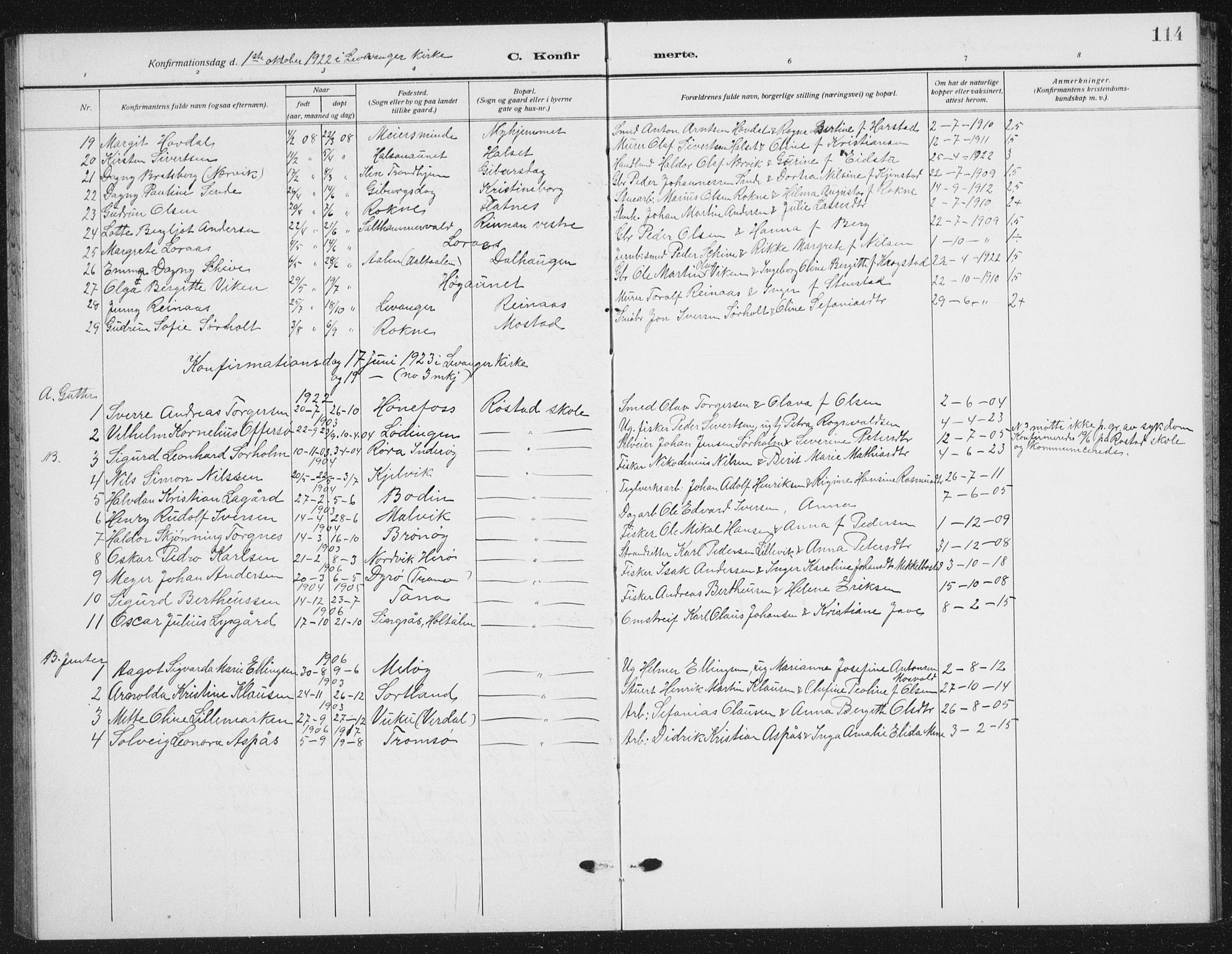 Ministerialprotokoller, klokkerbøker og fødselsregistre - Nord-Trøndelag, SAT/A-1458/721/L0209: Parish register (copy) no. 721C02, 1918-1940, p. 114