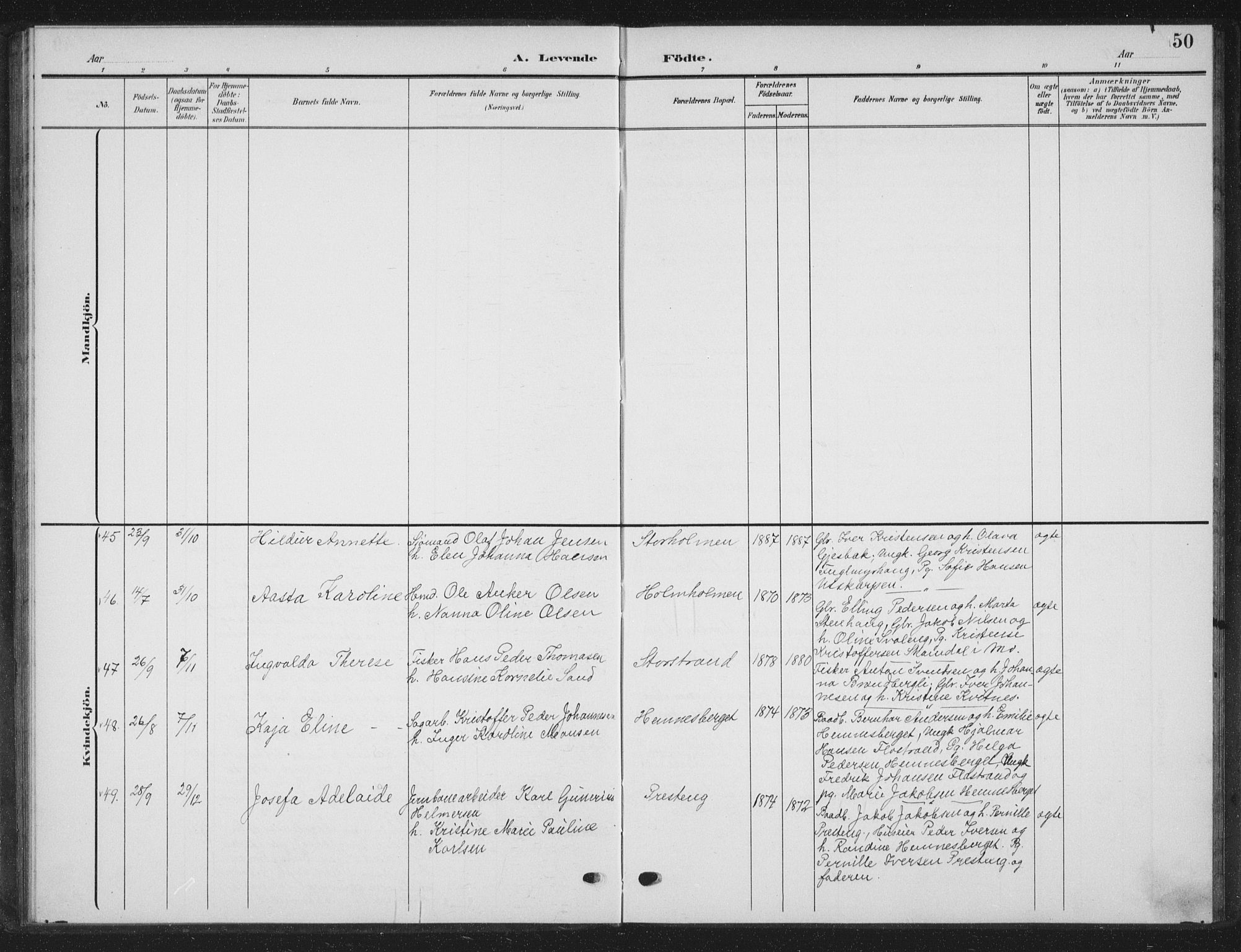 Ministerialprotokoller, klokkerbøker og fødselsregistre - Nordland, AV/SAT-A-1459/825/L0370: Parish register (copy) no. 825C07, 1903-1923, p. 50