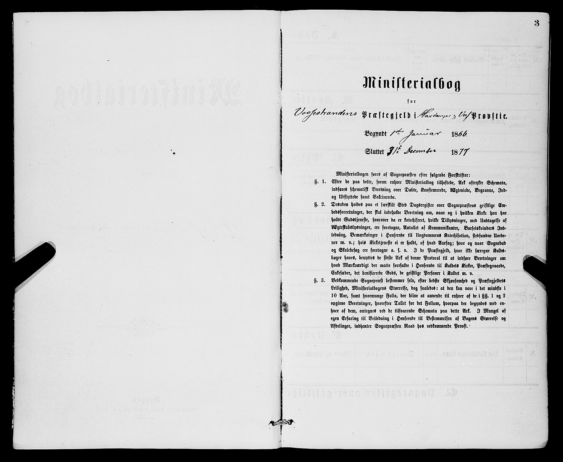 Vossestrand Sokneprestembete, AV/SAB-A-79101/H/Haa: Parish register (official) no. A 1, 1866-1877, p. 3