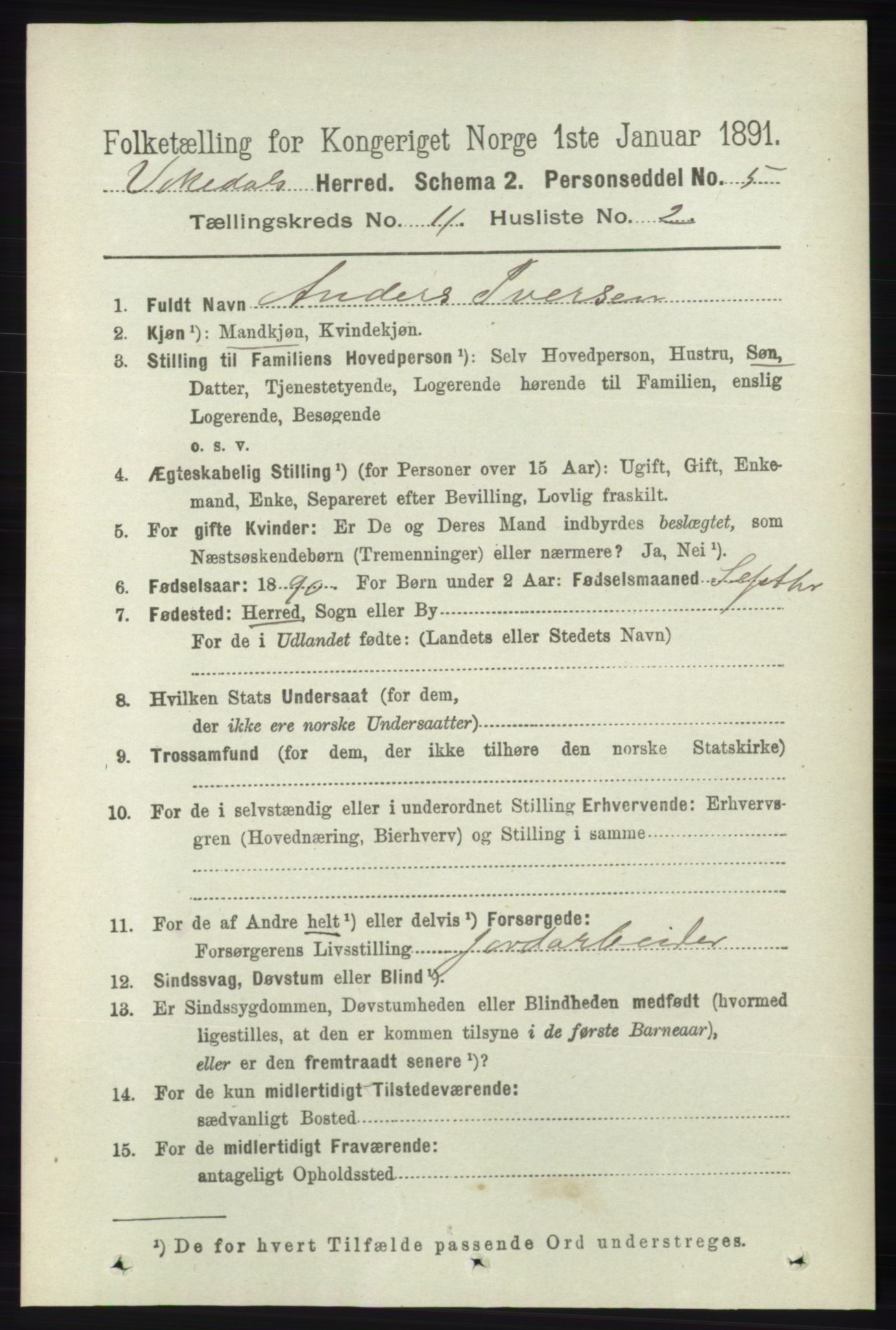 RA, 1891 census for 1157 Vikedal, 1891, p. 2904