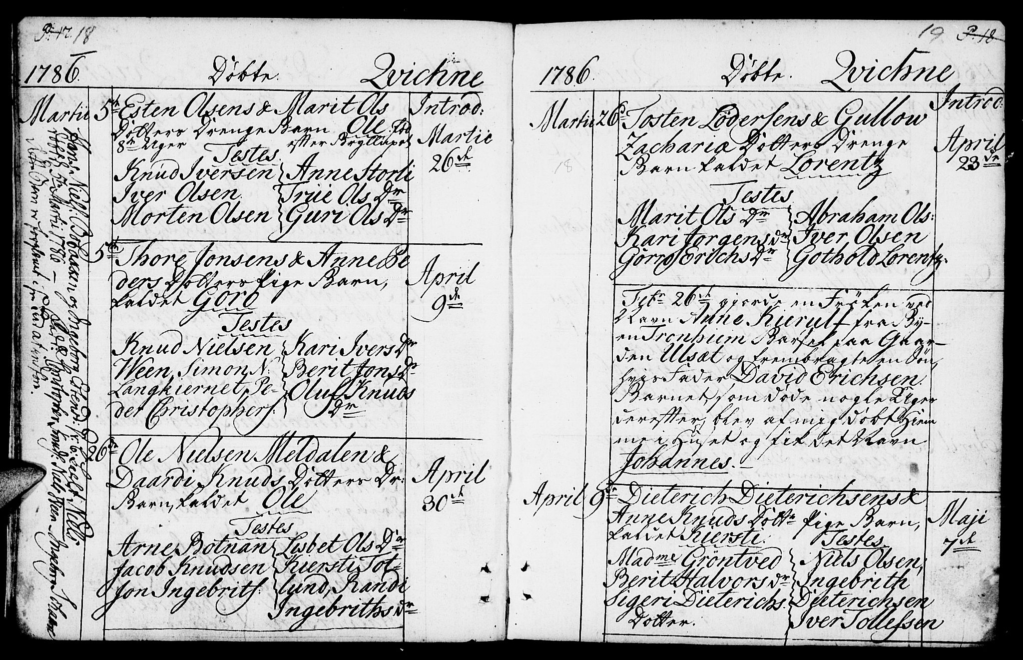 Kvikne prestekontor, SAH/PREST-064/H/Ha/Haa/L0003: Parish register (official) no. 3, 1785-1814, p. 18-19