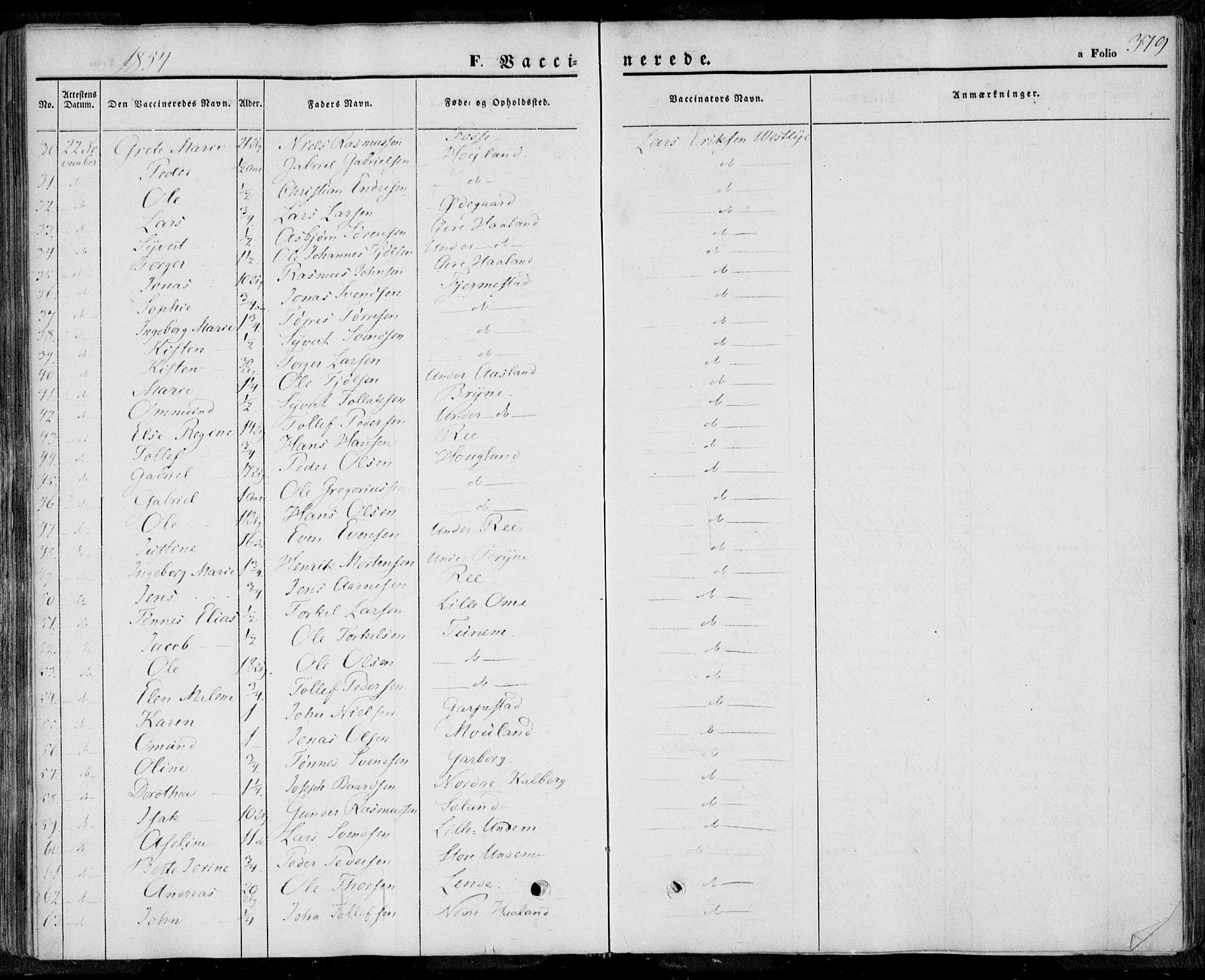 Lye sokneprestkontor, AV/SAST-A-101794/001/30BA/L0006: Parish register (official) no. A 5.2, 1842-1855, p. 379