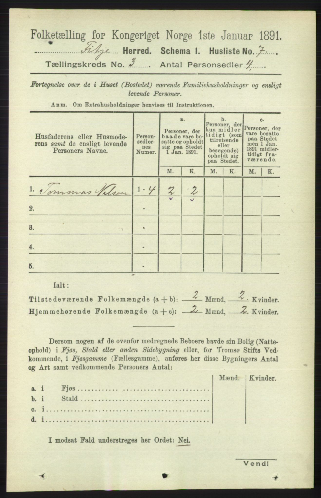 RA, 1891 census for 1222 Fitjar, 1891, p. 976