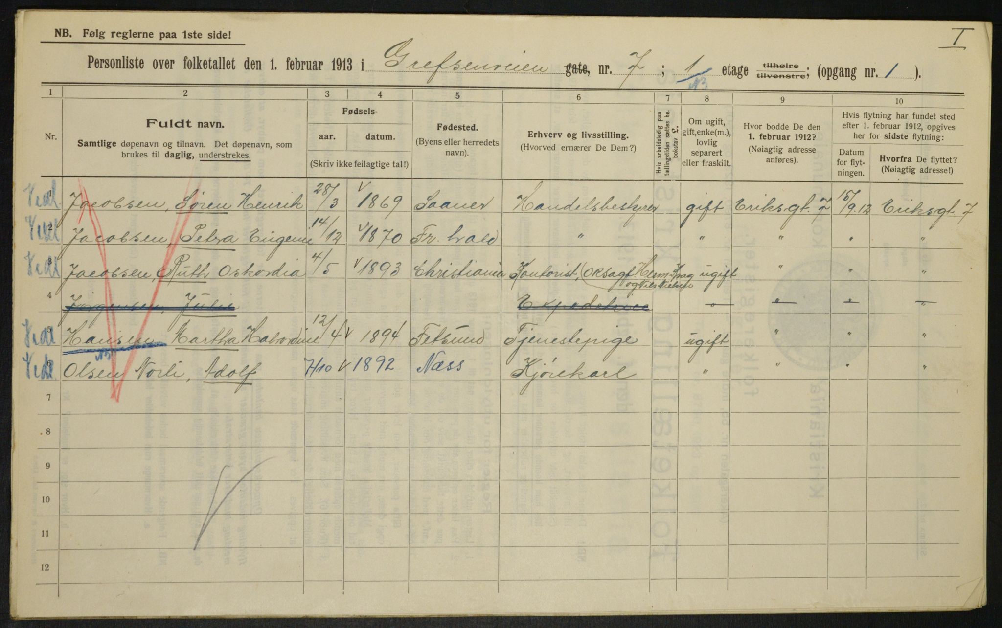 OBA, Municipal Census 1913 for Kristiania, 1913, p. 29617