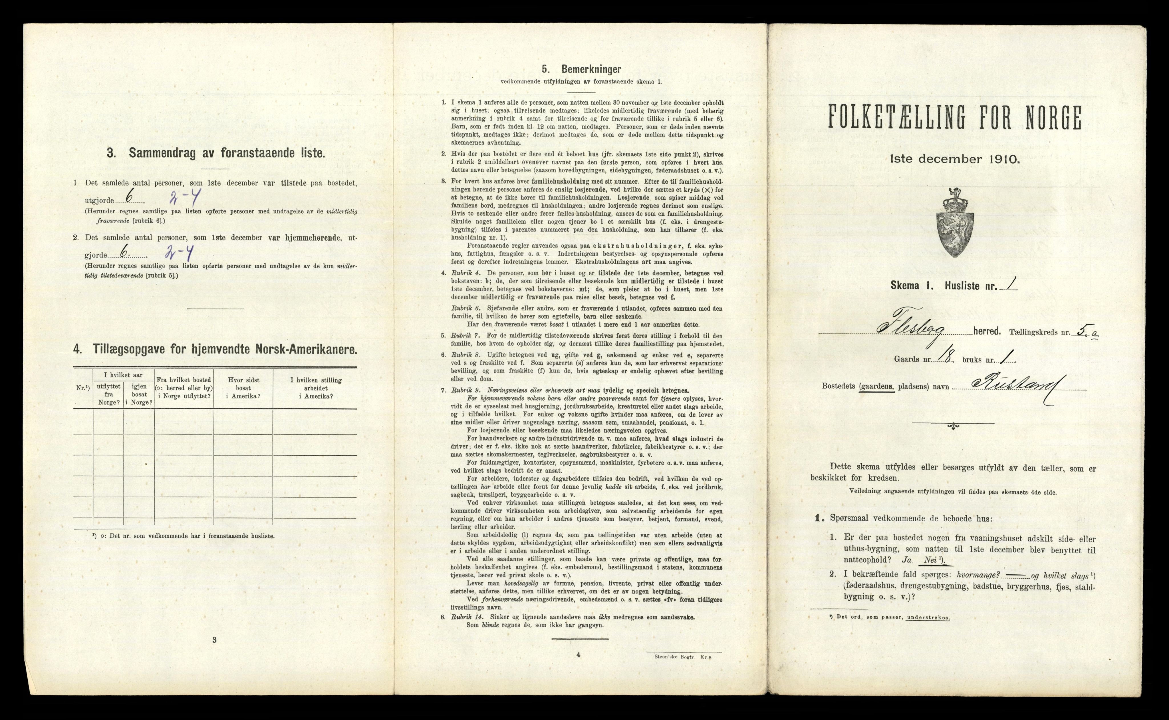 RA, 1910 census for Flesberg, 1910, p. 305