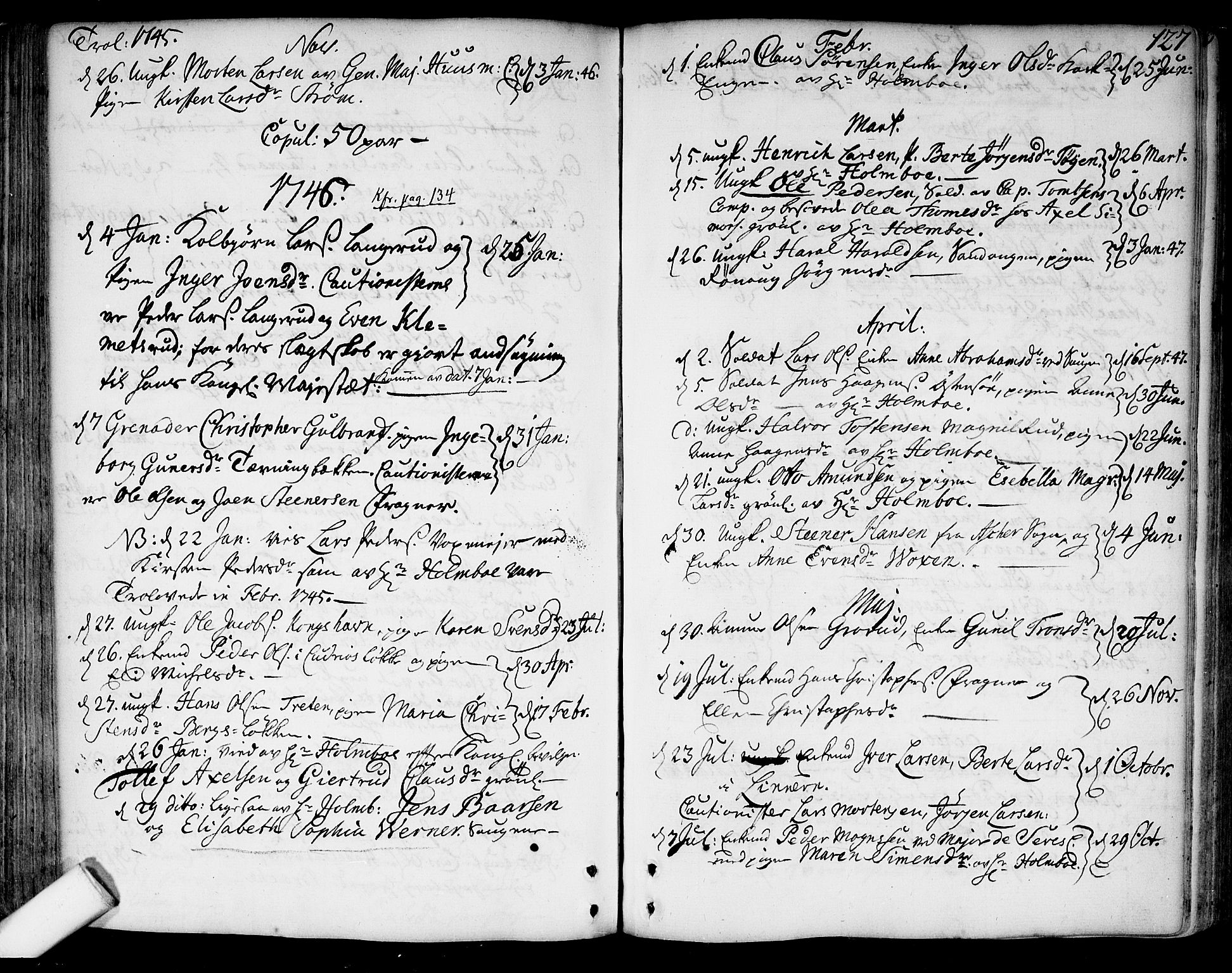 Aker prestekontor kirkebøker, SAO/A-10861/F/L0007: Parish register (official) no. 7, 1734-1748, p. 127