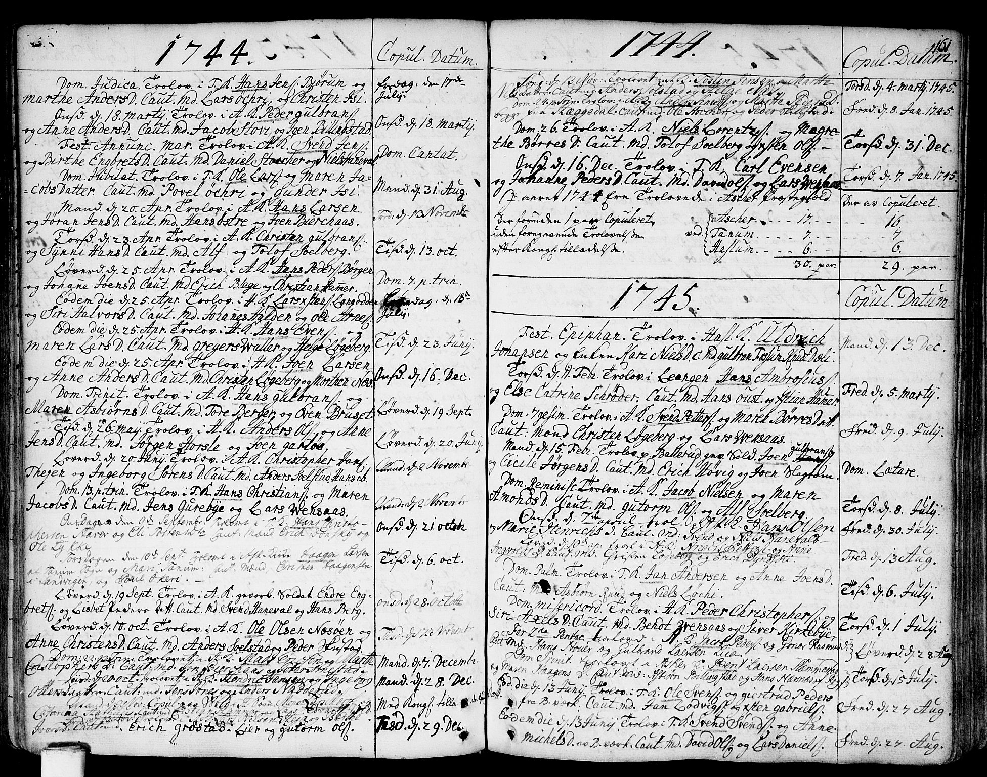 Asker prestekontor Kirkebøker, SAO/A-10256a/F/Fa/L0002: Parish register (official) no. I 2, 1733-1766, p. 161
