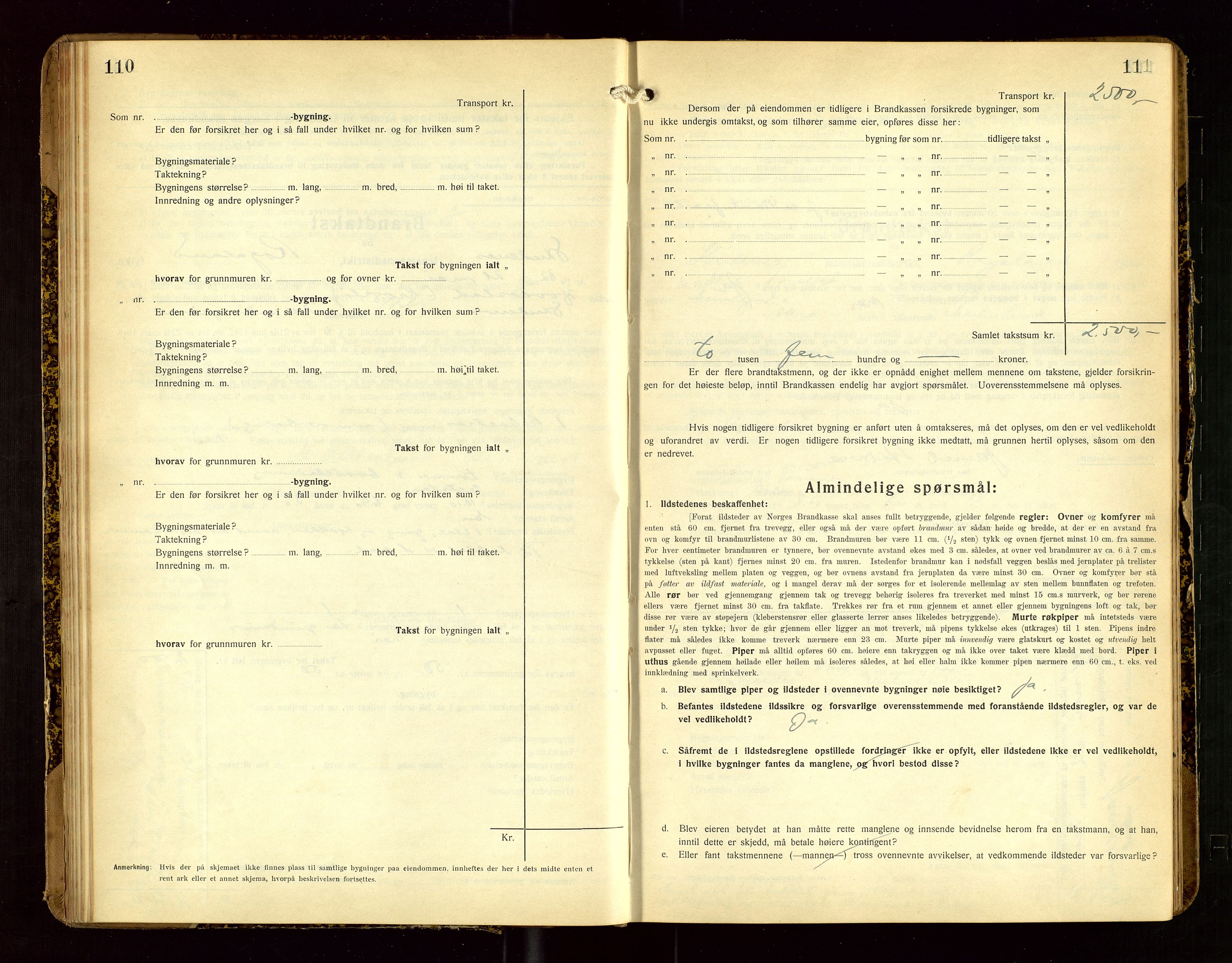 Skudenes lensmannskontor, SAST/A-100444/Gob/L0002: "Brandtakstprotokoll", 1925-1952, p. 110-111