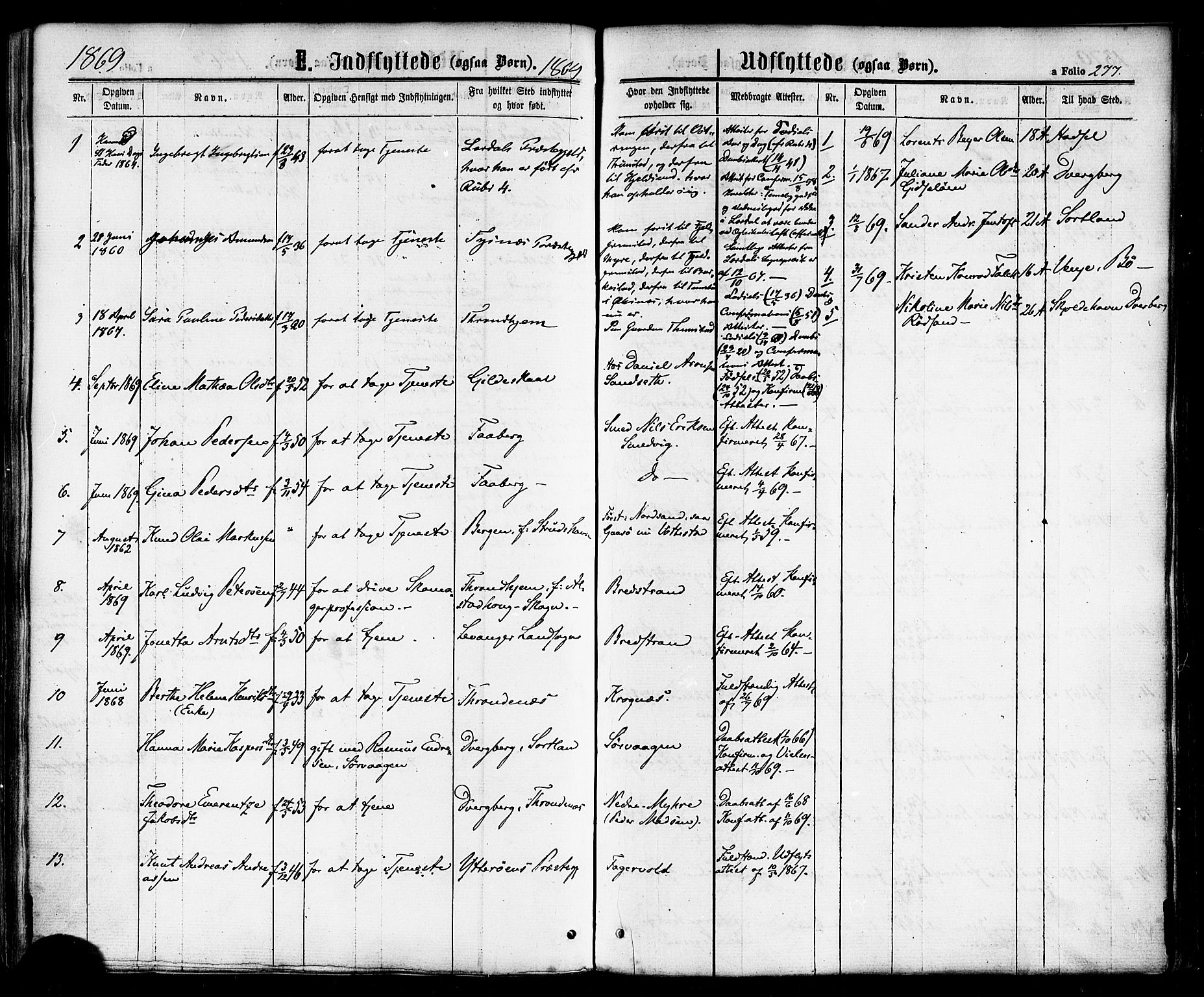 Ministerialprotokoller, klokkerbøker og fødselsregistre - Nordland, AV/SAT-A-1459/893/L1334: Parish register (official) no. 893A07, 1867-1877, p. 277