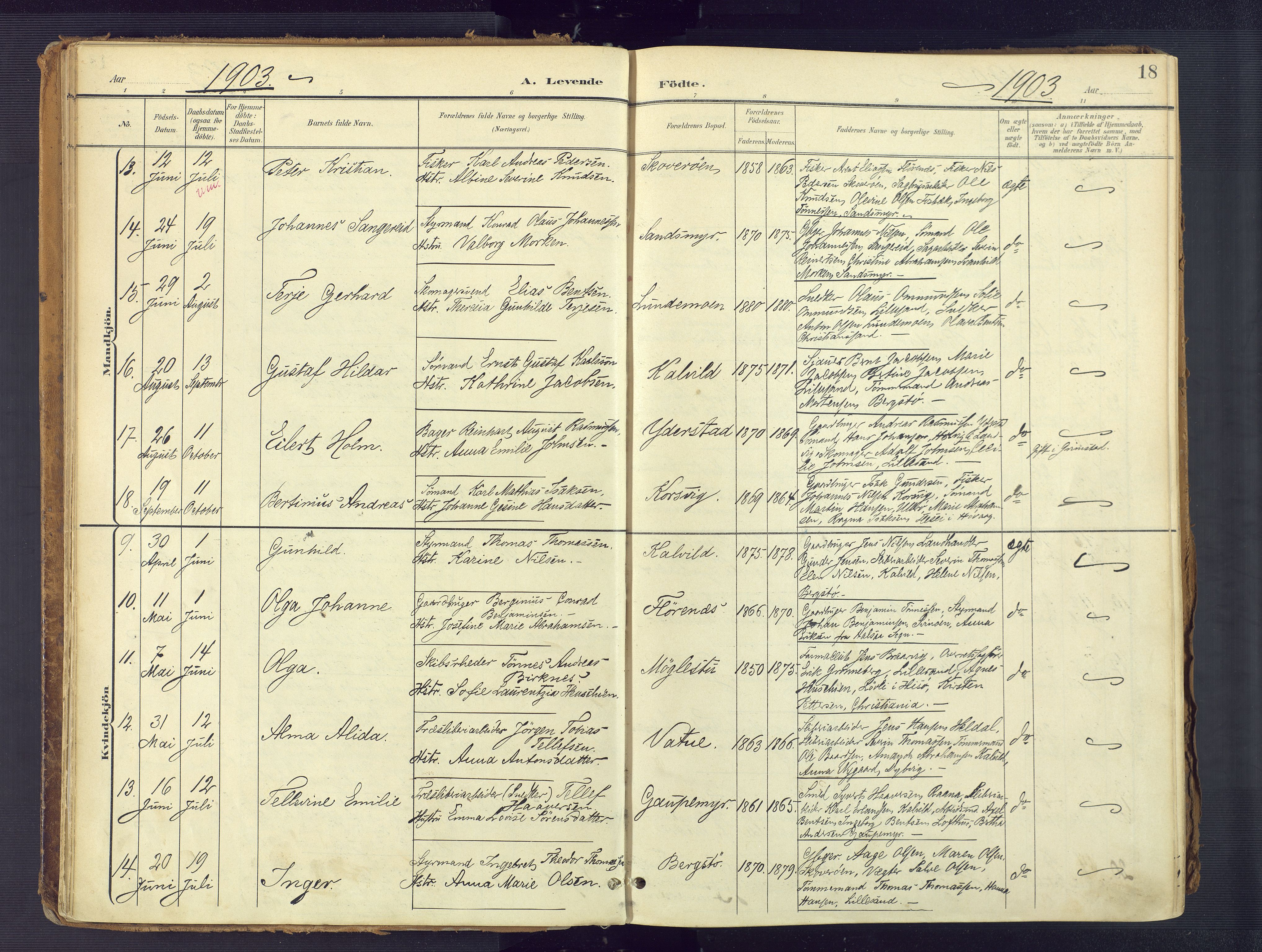 Vestre Moland sokneprestkontor, SAK/1111-0046/F/Fa/Fab/L0010: Parish register (official) no. A 10, 1900-1926, p. 18