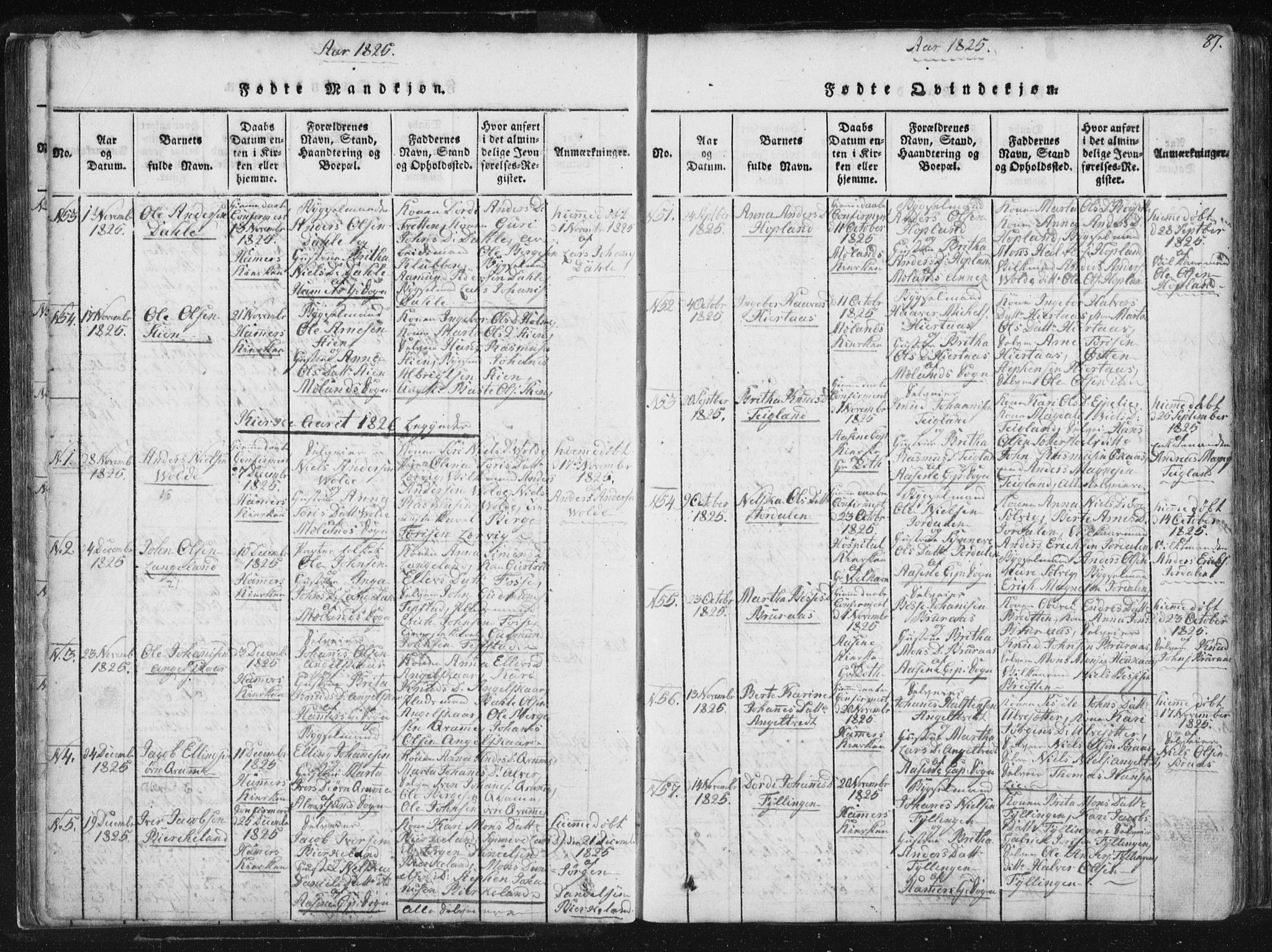 Hamre sokneprestembete, AV/SAB-A-75501/H/Ha/Haa/Haaa/L0010: Parish register (official) no. A 10, 1816-1826, p. 87