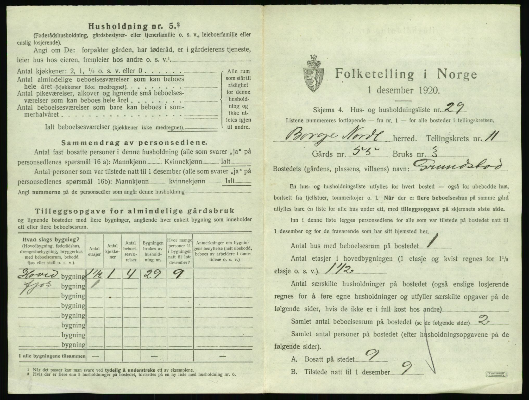 SAT, 1920 census for Borge, 1920, p. 1341