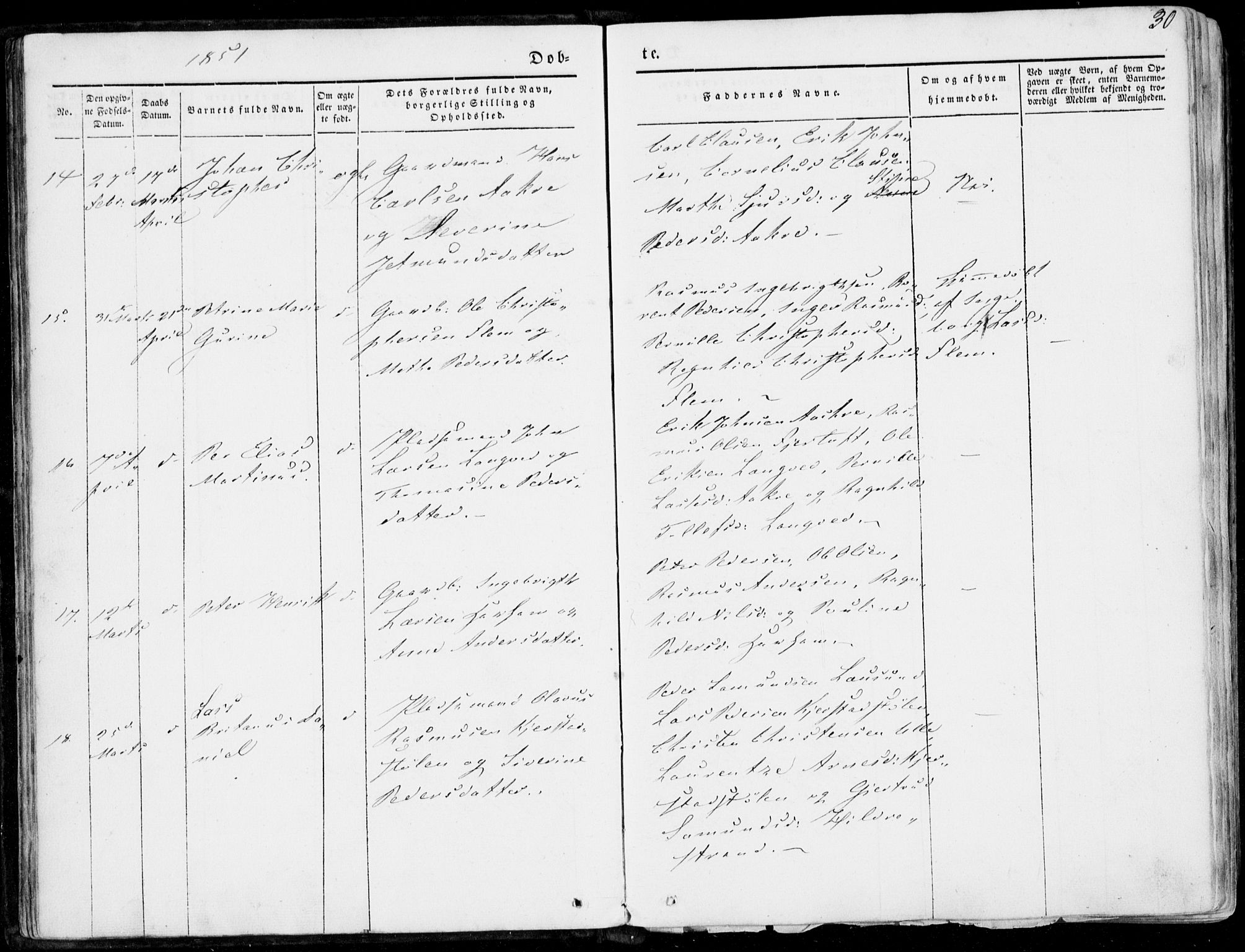 Ministerialprotokoller, klokkerbøker og fødselsregistre - Møre og Romsdal, SAT/A-1454/536/L0497: Parish register (official) no. 536A06, 1845-1865, p. 30