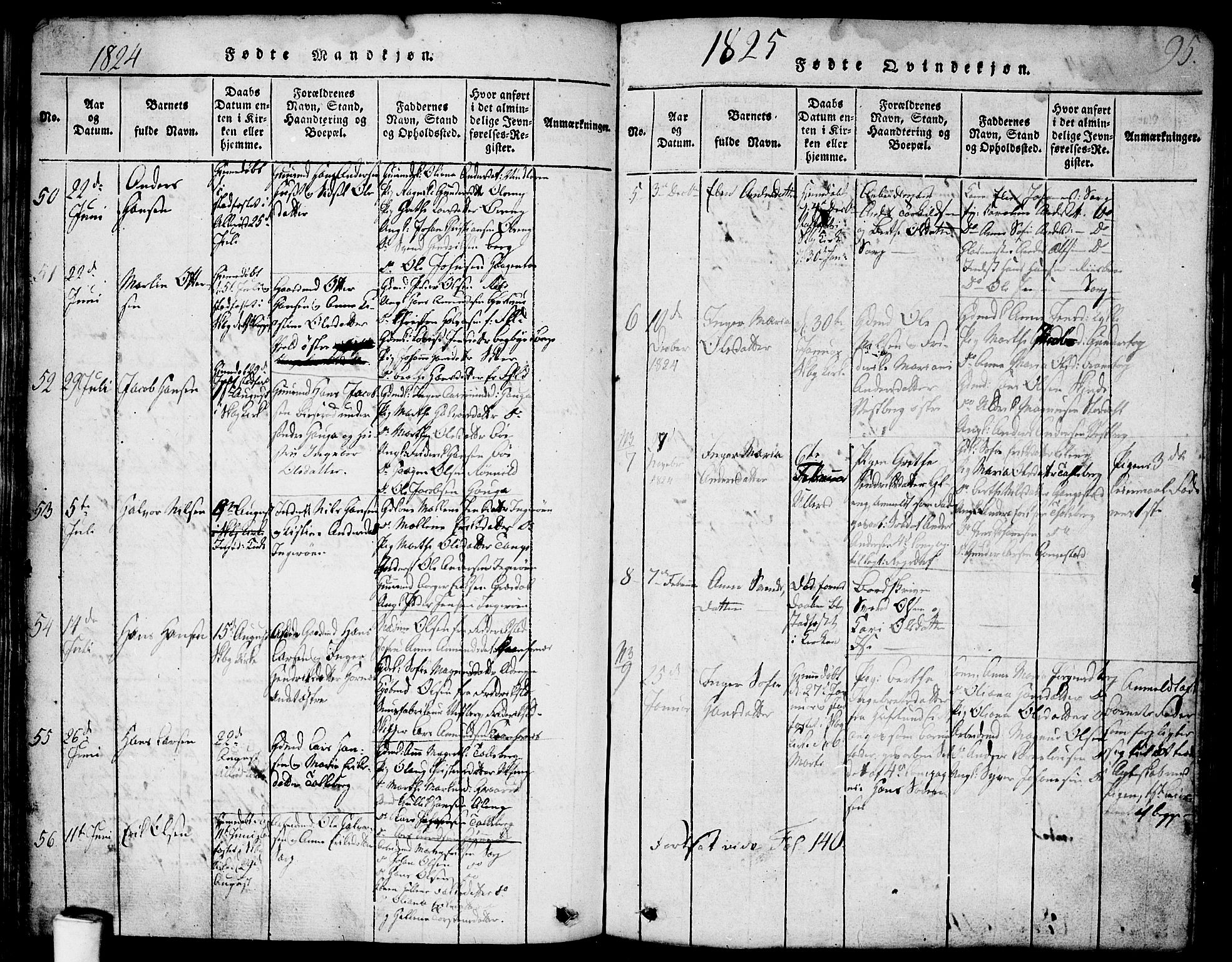 Skjeberg prestekontor Kirkebøker, AV/SAO-A-10923/F/Fa/L0004: Parish register (official) no. I 4, 1815-1830, p. 95