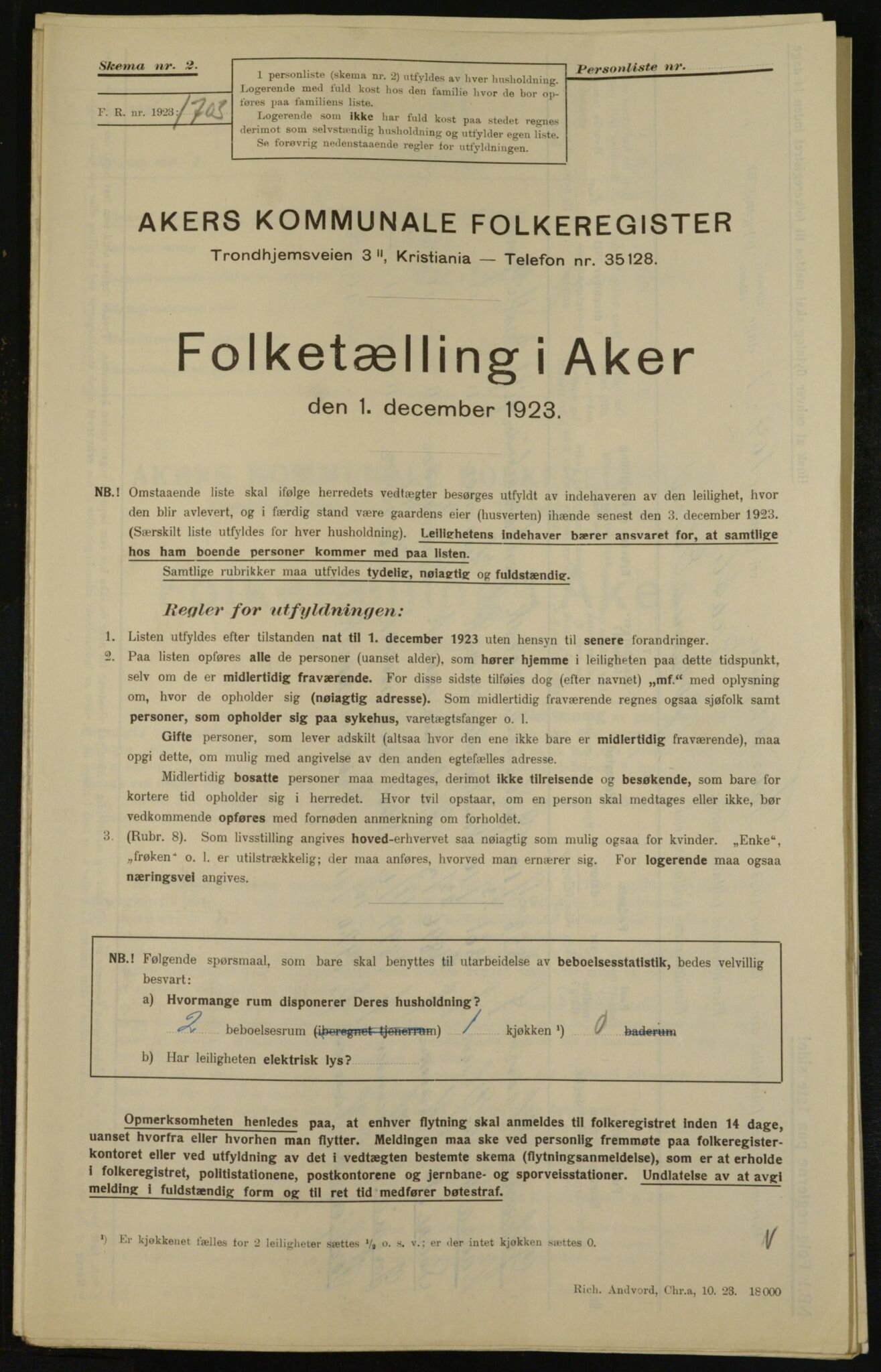 , Municipal Census 1923 for Aker, 1923, p. 33320