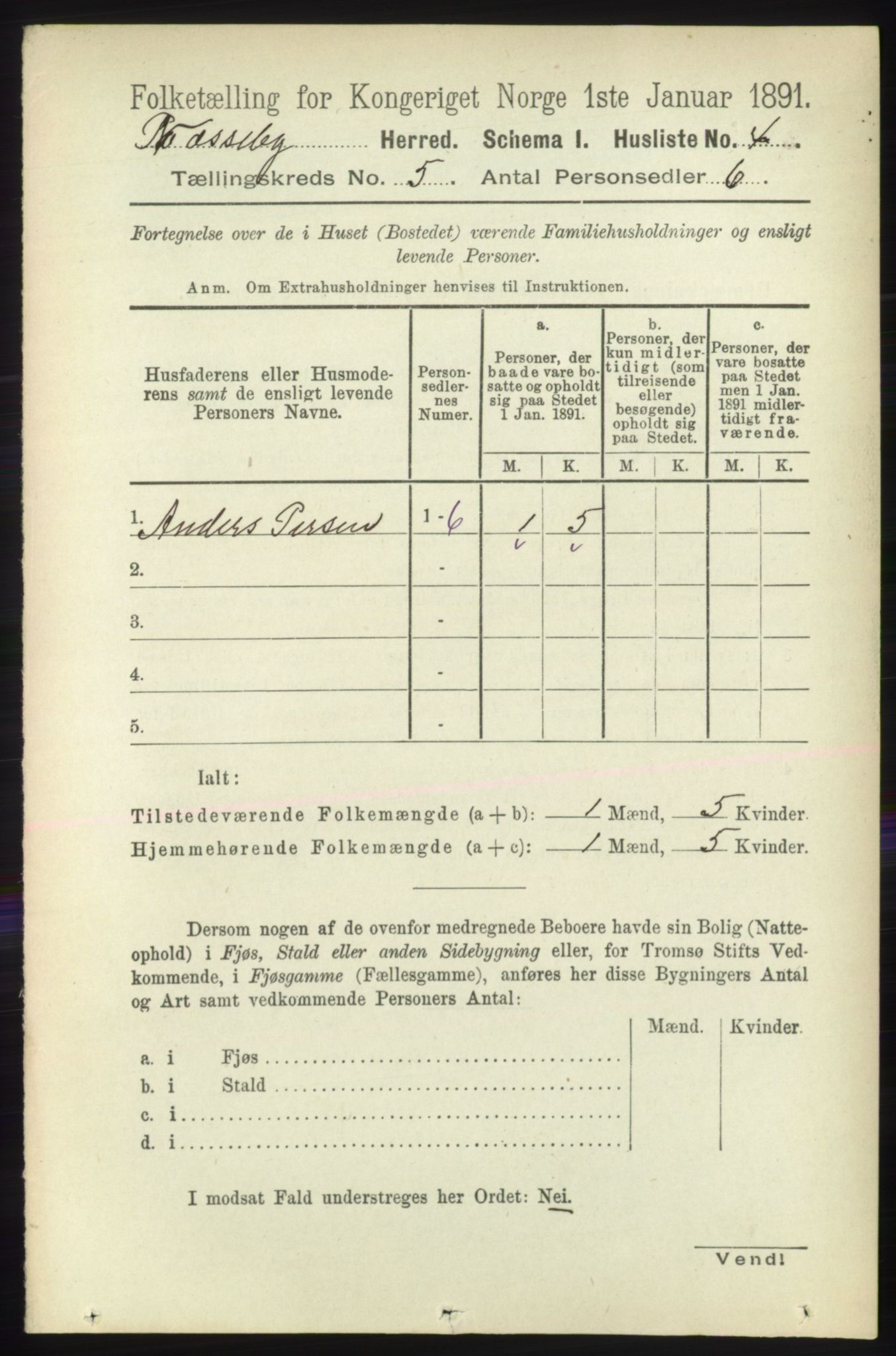 RA, 1891 census for 2027 Nesseby, 1891, p. 1400