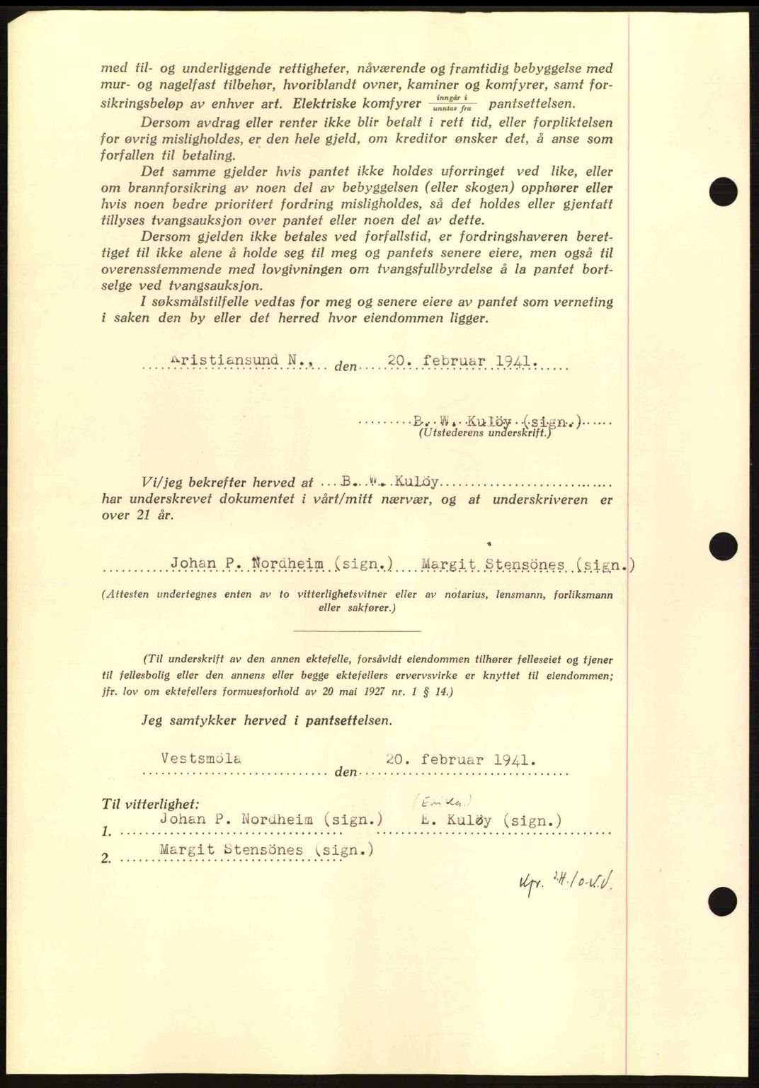 Nordmøre sorenskriveri, AV/SAT-A-4132/1/2/2Ca: Mortgage book no. B87, 1940-1941, Diary no: : 365/1941