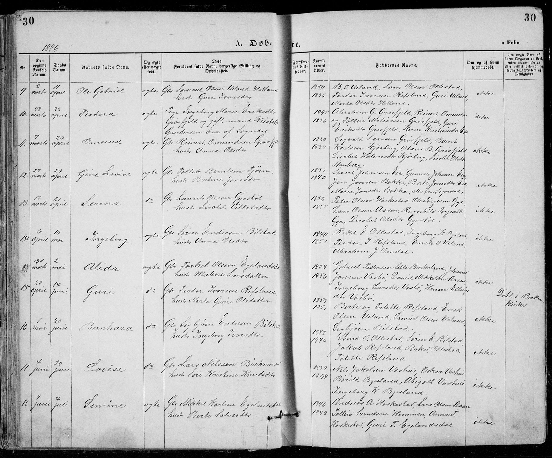 Lund sokneprestkontor, SAST/A-101809/S07/L0005: Parish register (copy) no. B 5, 1875-1889, p. 30