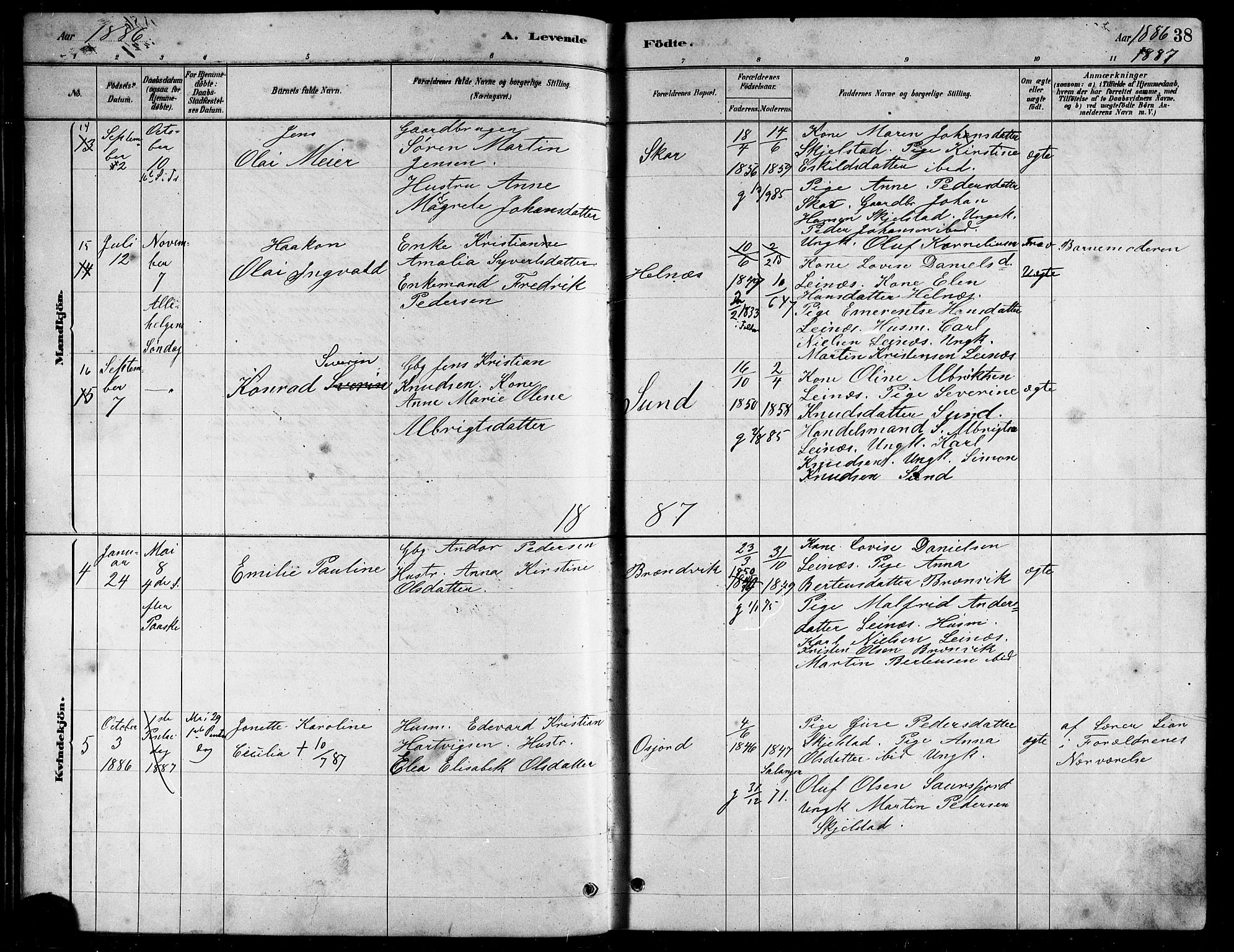 Ministerialprotokoller, klokkerbøker og fødselsregistre - Nordland, AV/SAT-A-1459/857/L0828: Parish register (copy) no. 857C03, 1879-1908, p. 38