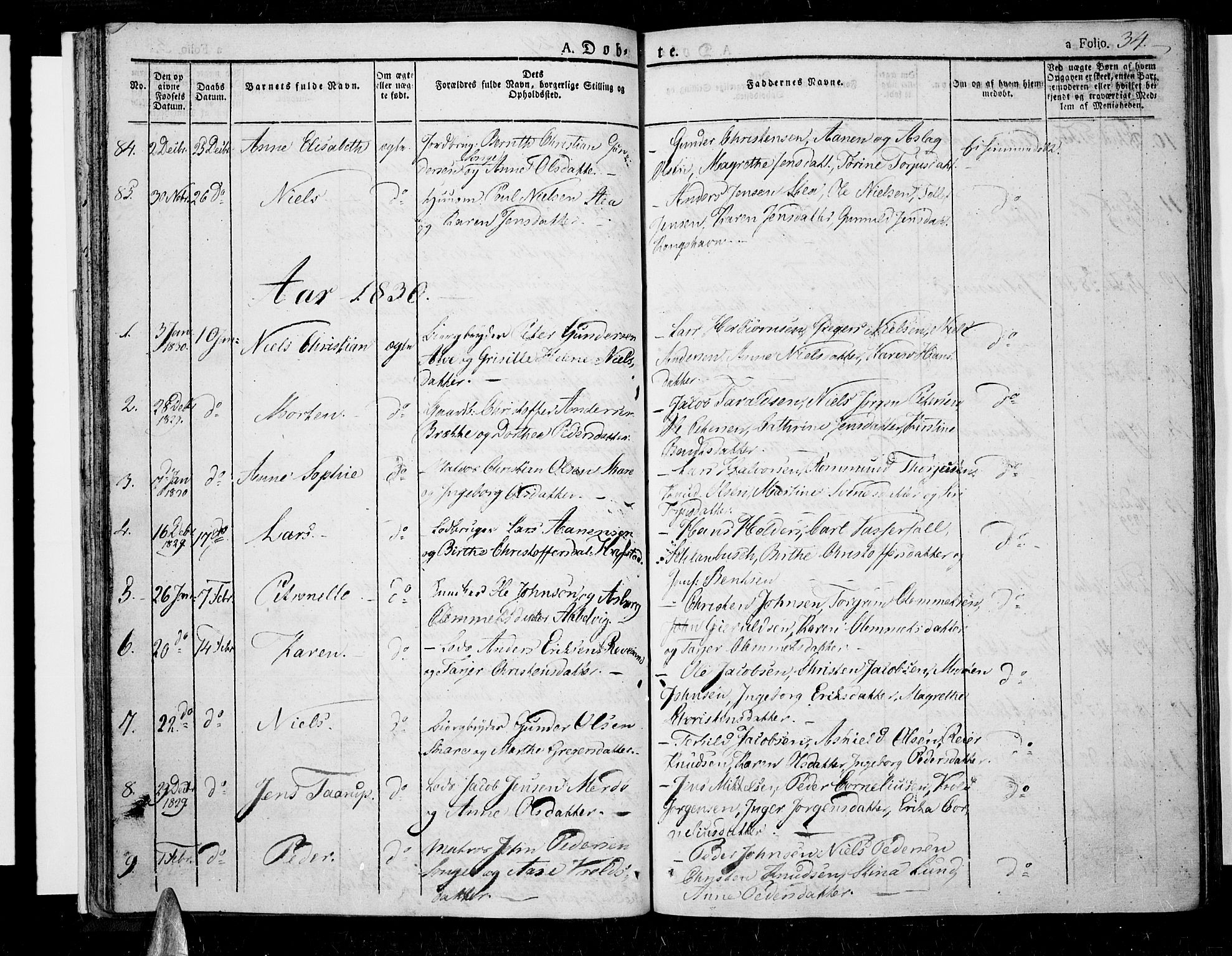 Tromøy sokneprestkontor, SAK/1111-0041/F/Fa/L0003: Parish register (official) no. A 3, 1825-1837, p. 34