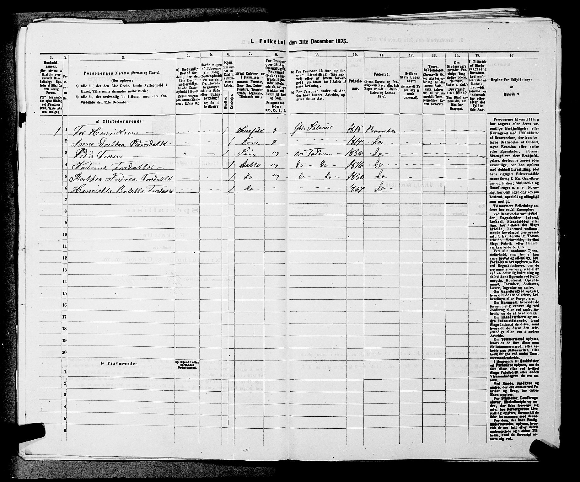 SAKO, 1875 census for 0814L Bamble/Bamble, 1875, p. 536