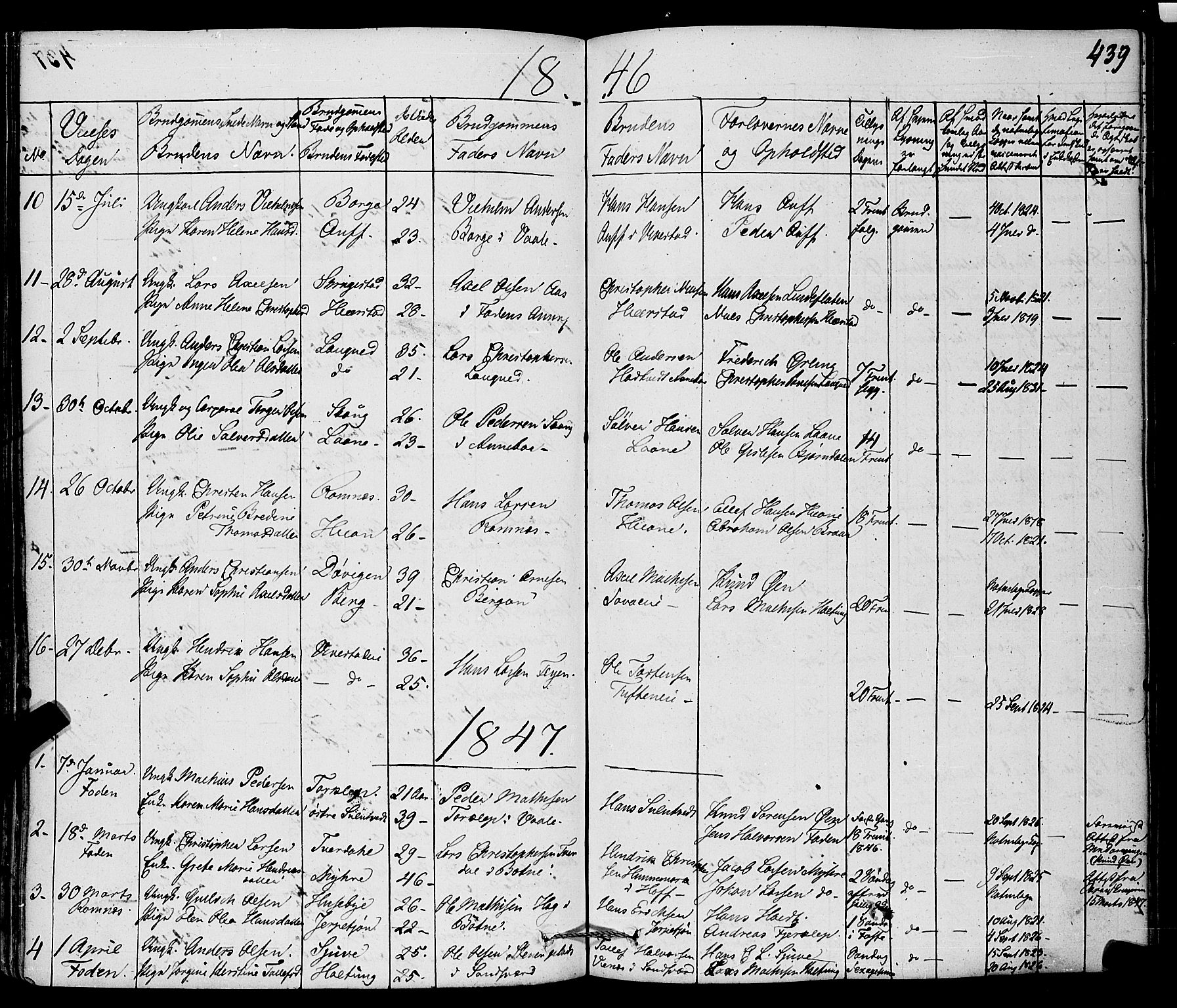 Ramnes kirkebøker, AV/SAKO-A-314/F/Fa/L0005: Parish register (official) no. I 5, 1841-1861, p. 438-439