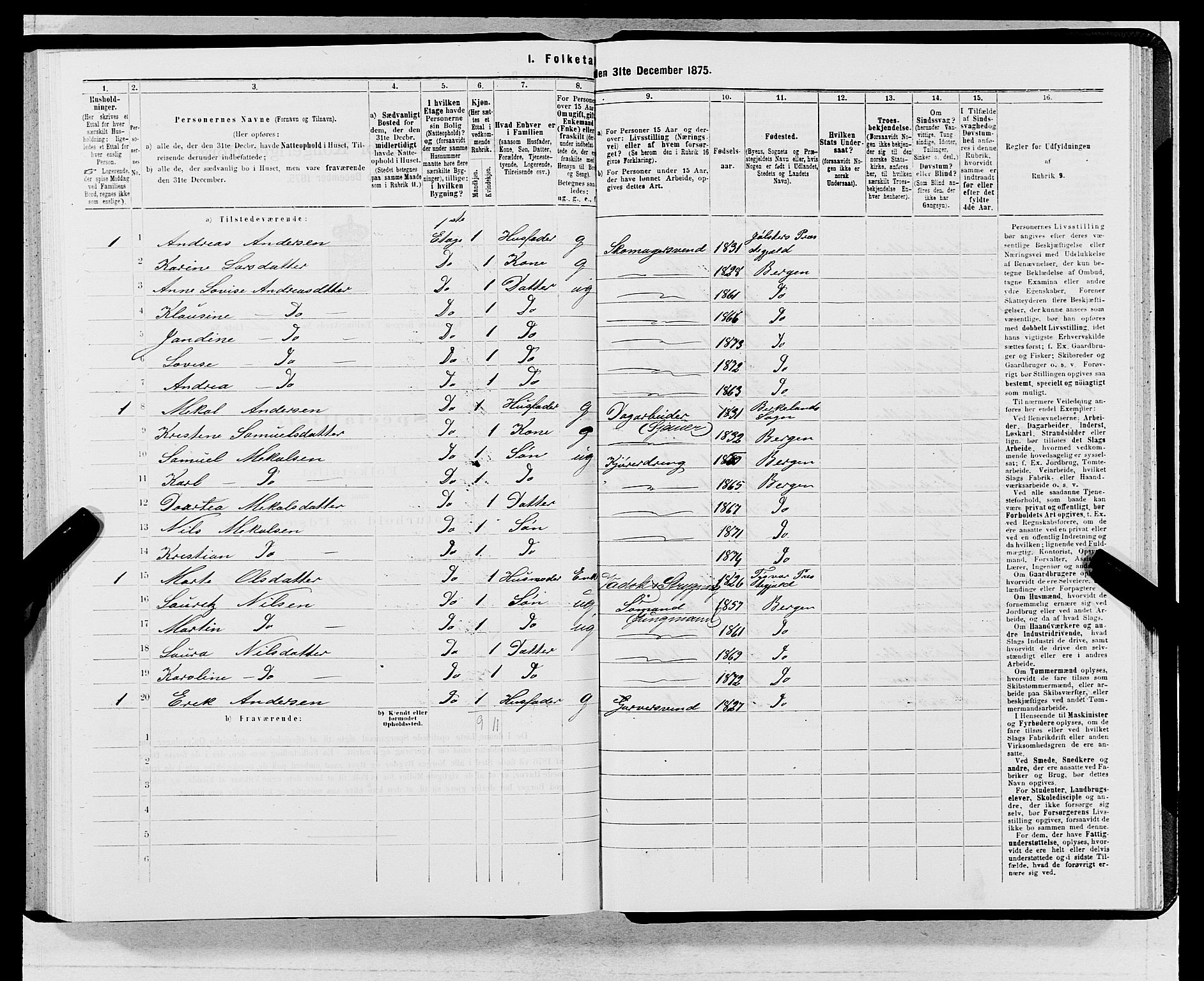 SAB, 1875 census for 1301 Bergen, 1875, p. 6111