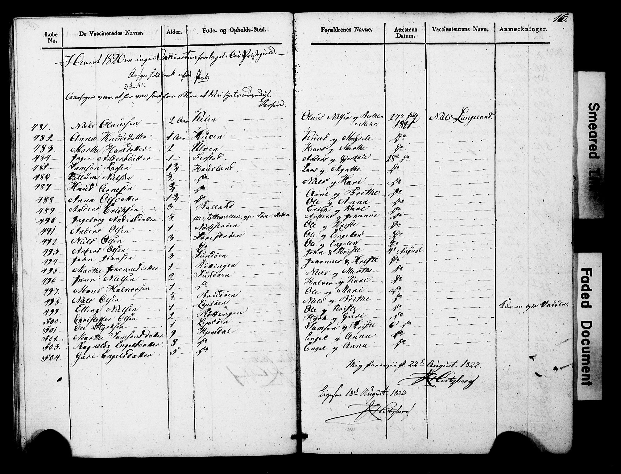 Os sokneprestembete, SAB/A-99929: Parish register (official) no. A 19, 1817-1830, p. 16