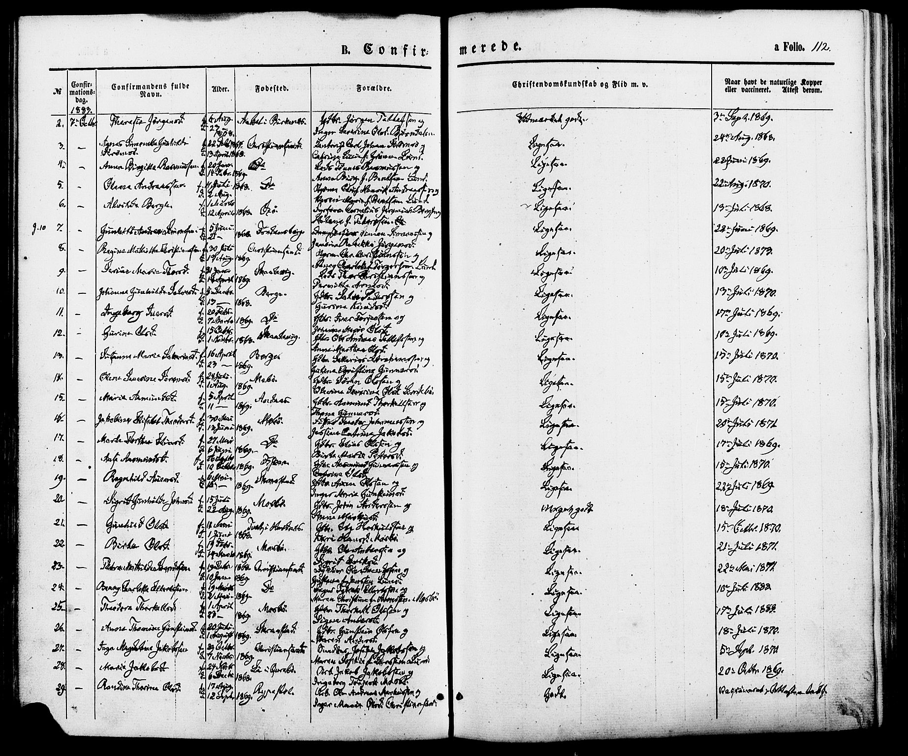 Oddernes sokneprestkontor, SAK/1111-0033/F/Fa/Fab/L0001: Parish register (official) no. A 1, 1865-1884, p. 112