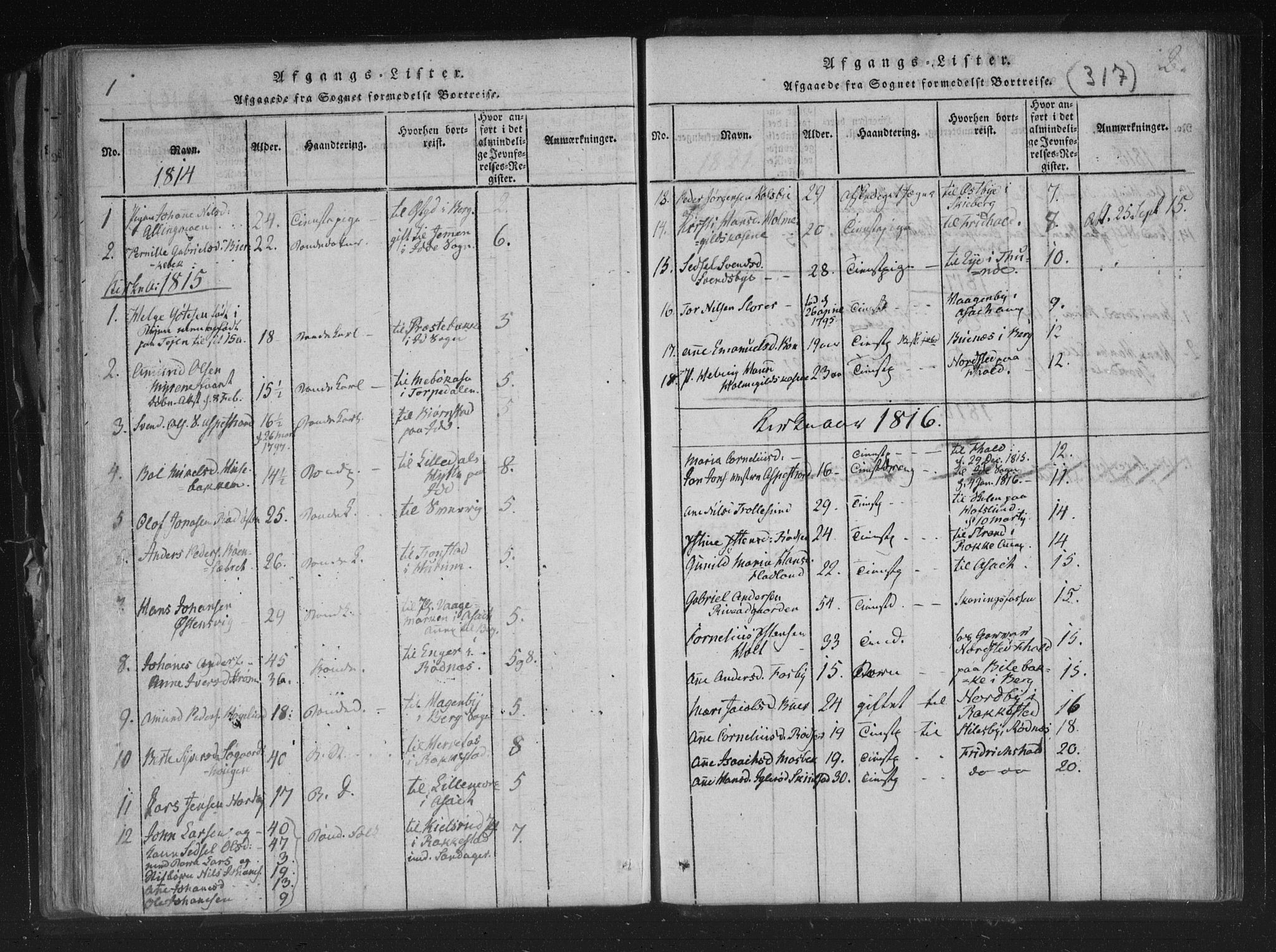 Aremark prestekontor Kirkebøker, SAO/A-10899/F/Fc/L0001: Parish register (official) no. III 1, 1814-1834, p. 1-2