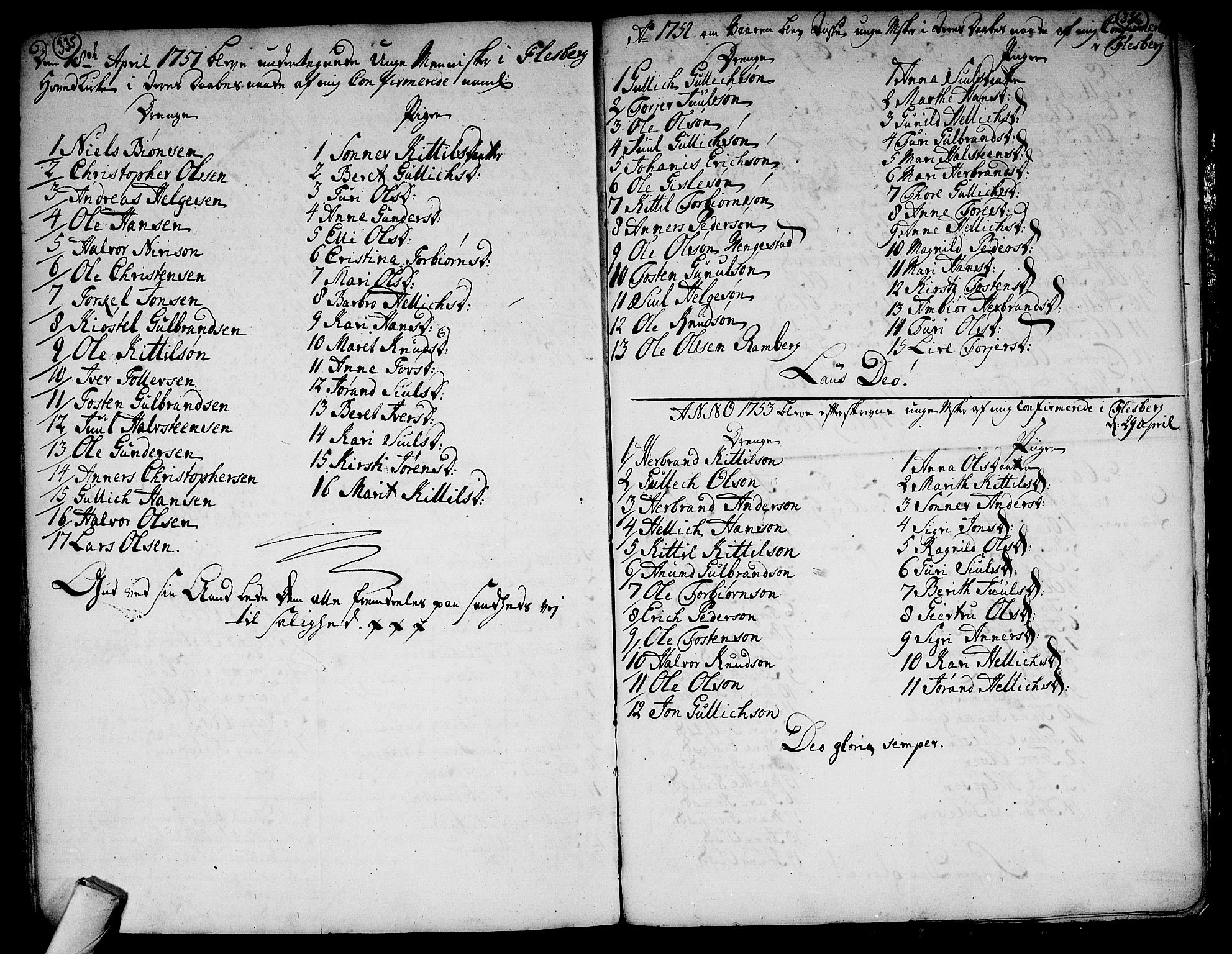 Flesberg kirkebøker, AV/SAKO-A-18/F/Fa/L0003: Parish register (official) no. I 3, 1748-1790, p. 335-336