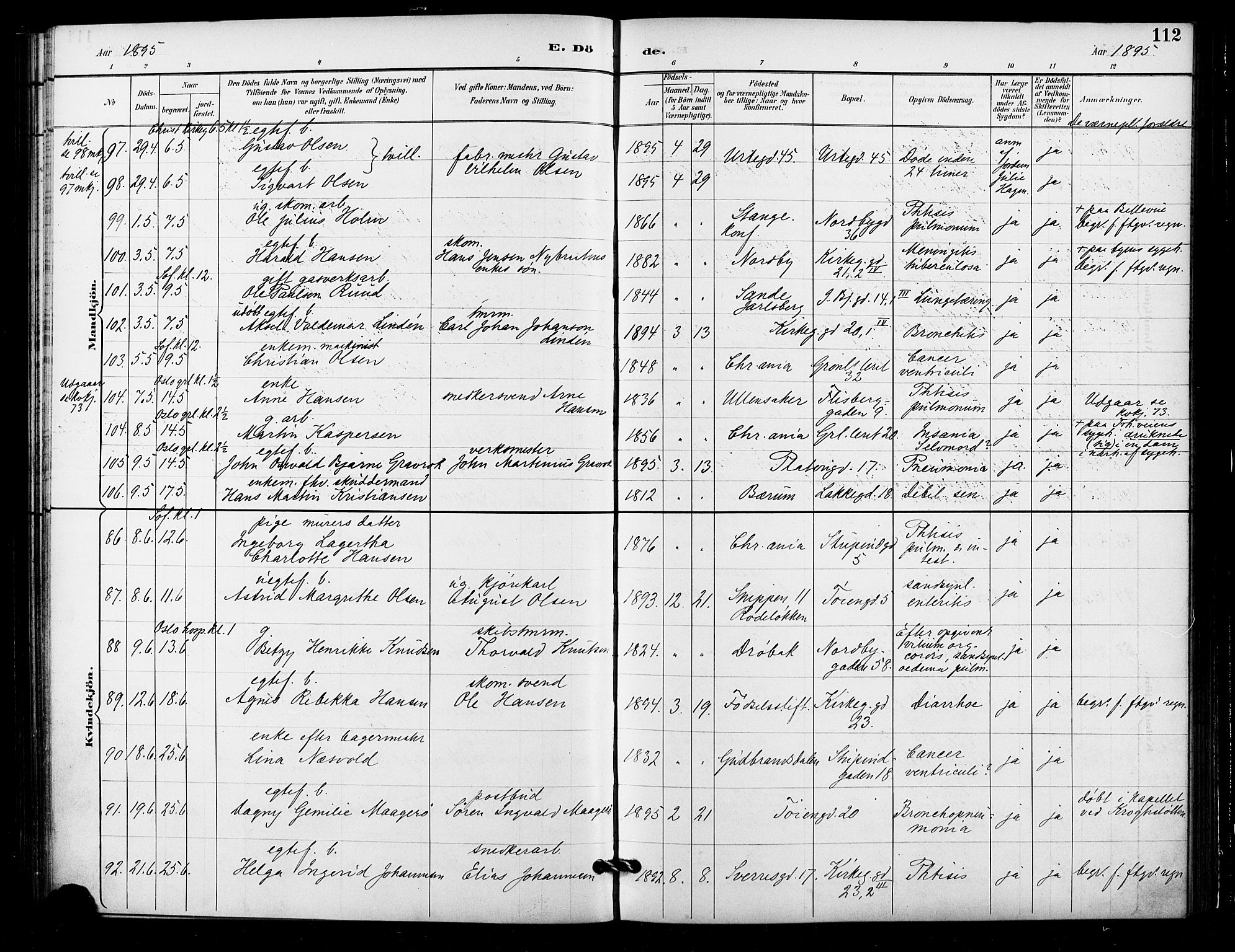 Grønland prestekontor Kirkebøker, SAO/A-10848/F/Fa/L0010: Parish register (official) no. 10, 1891-1898, p. 112