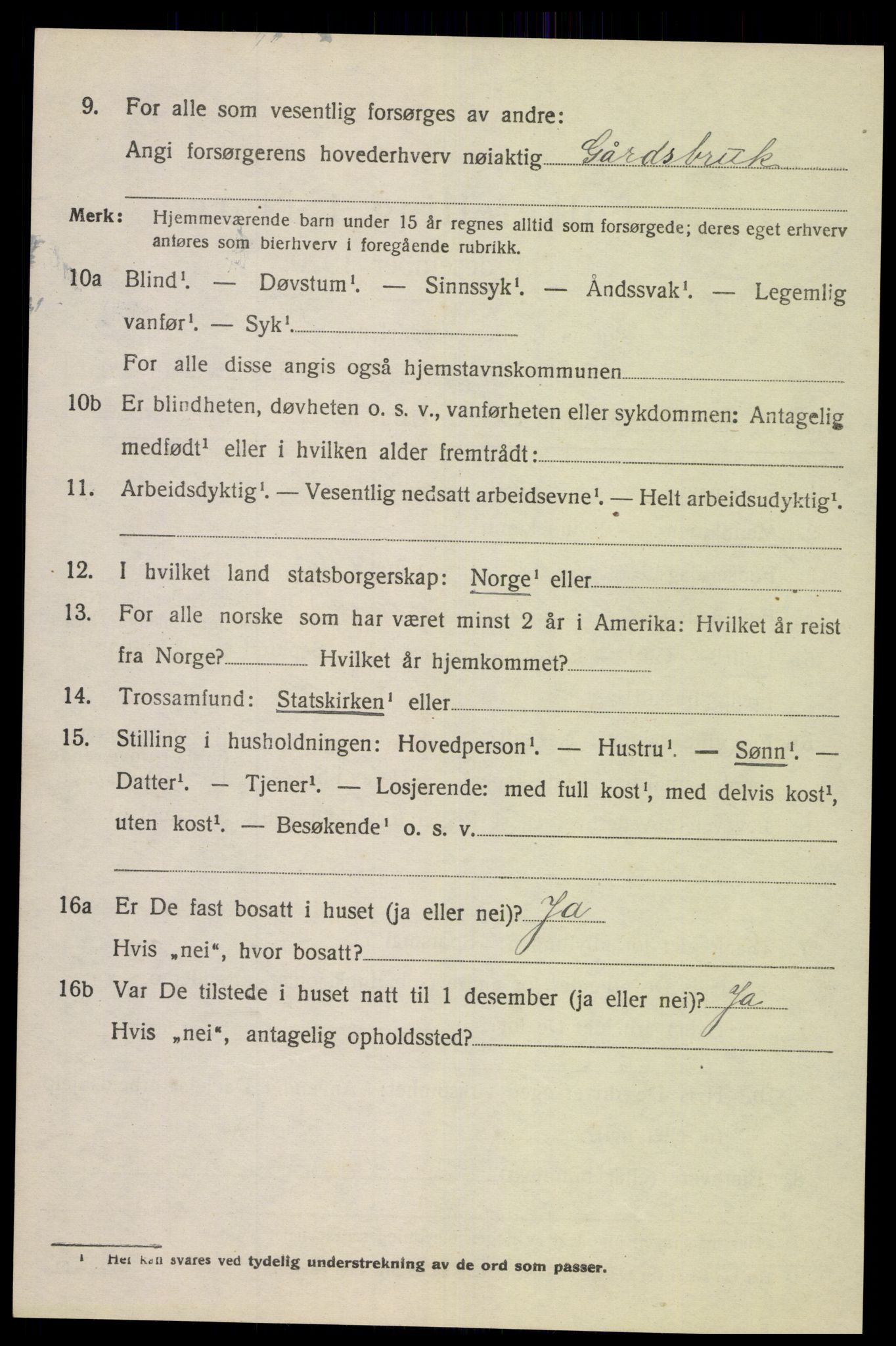 SAK, 1920 census for Gyland, 1920, p. 1485