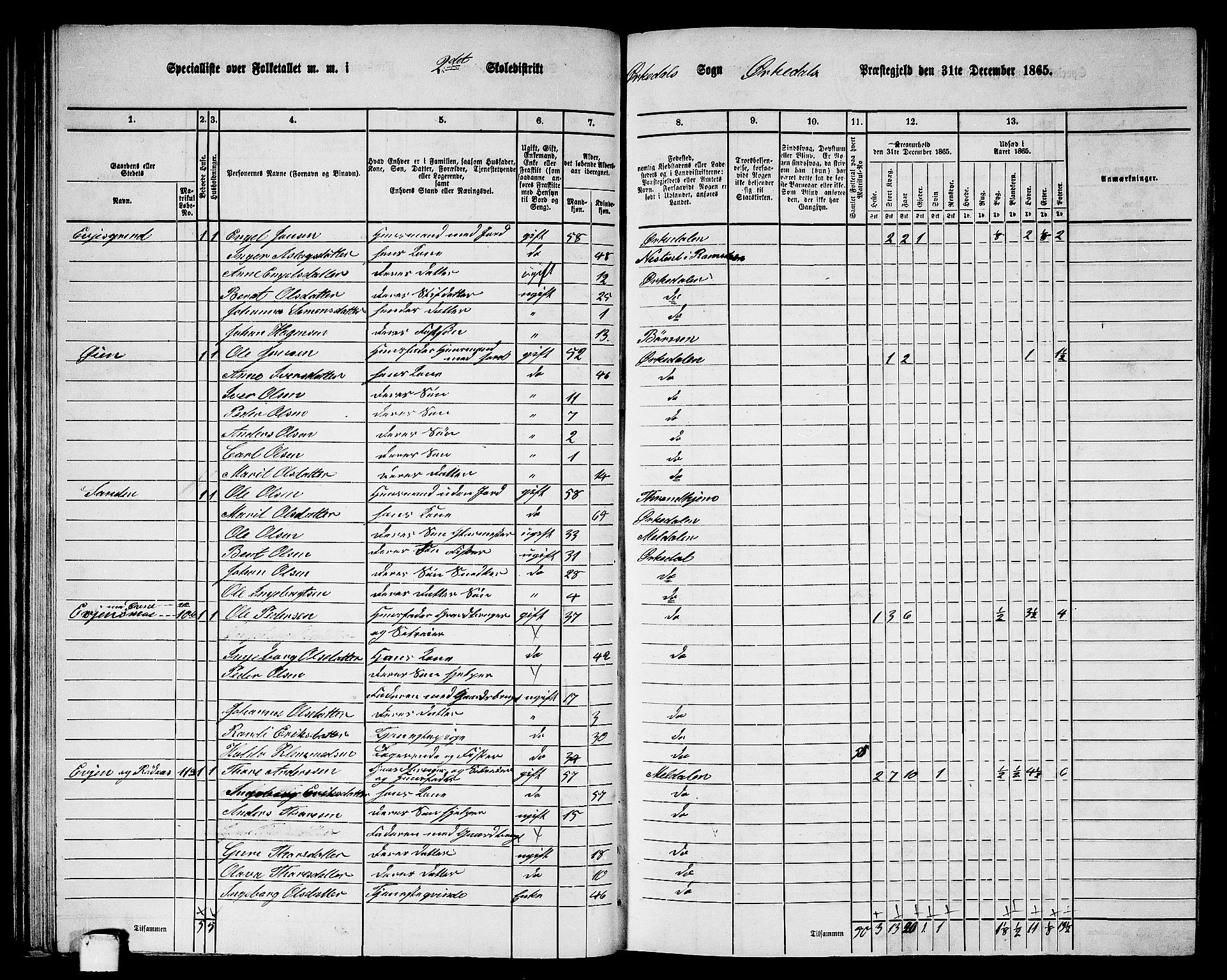 RA, 1865 census for Orkdal, 1865, p. 59