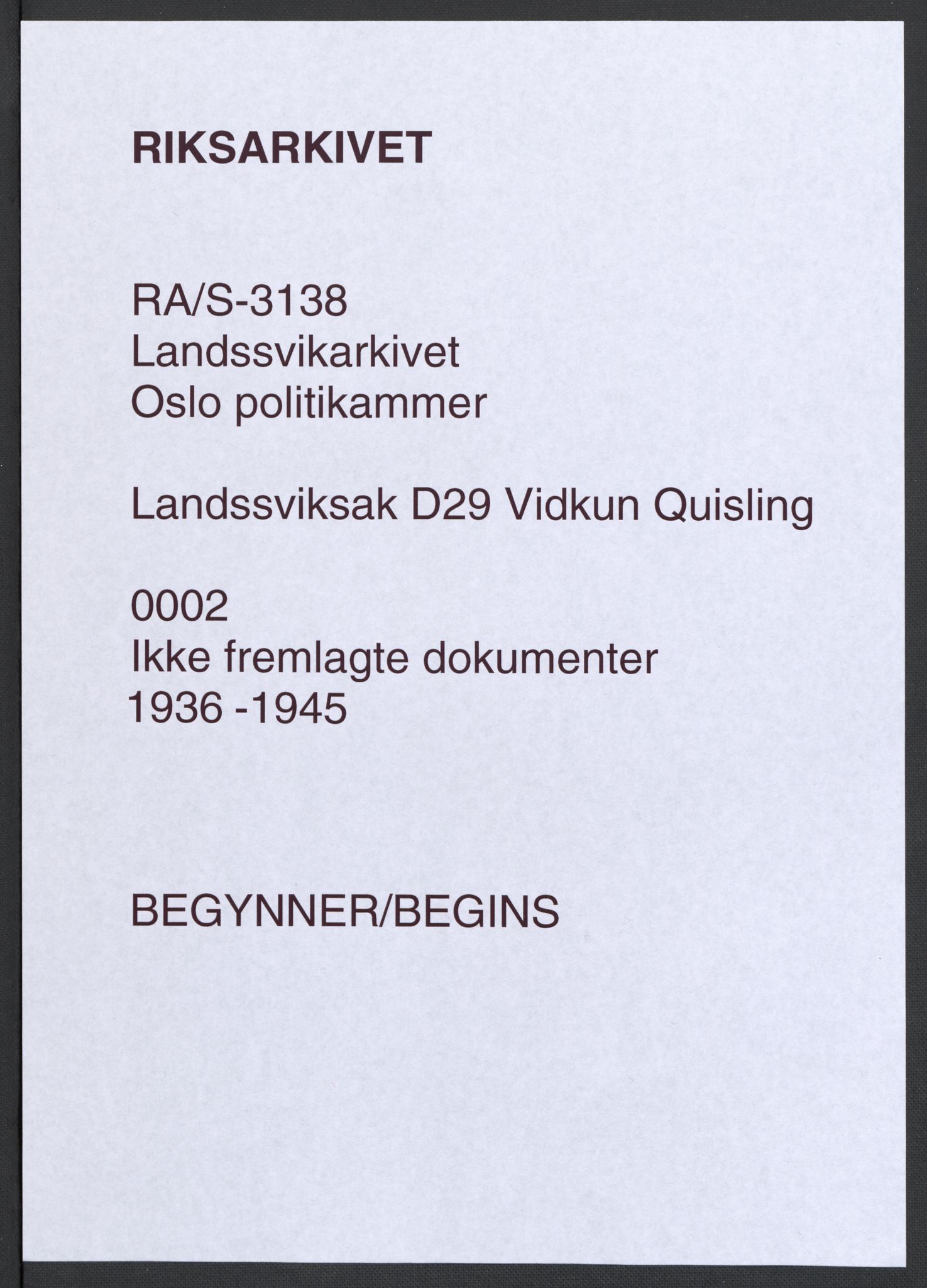 Landssvikarkivet, Oslo politikammer, AV/RA-S-3138-01/D/Da/L0003: Dnr. 29, 1945, p. 1016